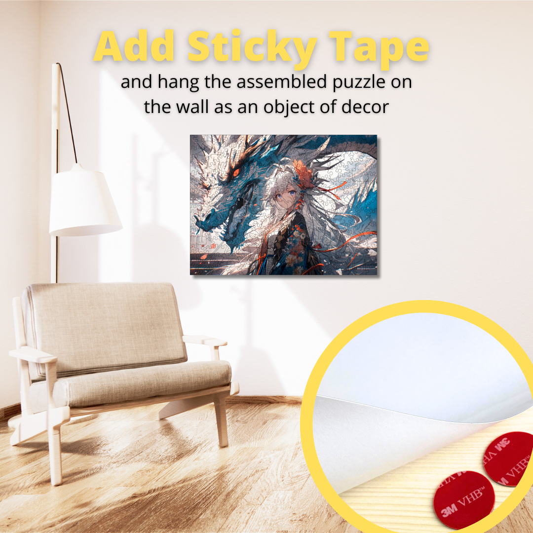 Wooden Jigsaw Puzzle Anime Mystic Maiden with Dragon