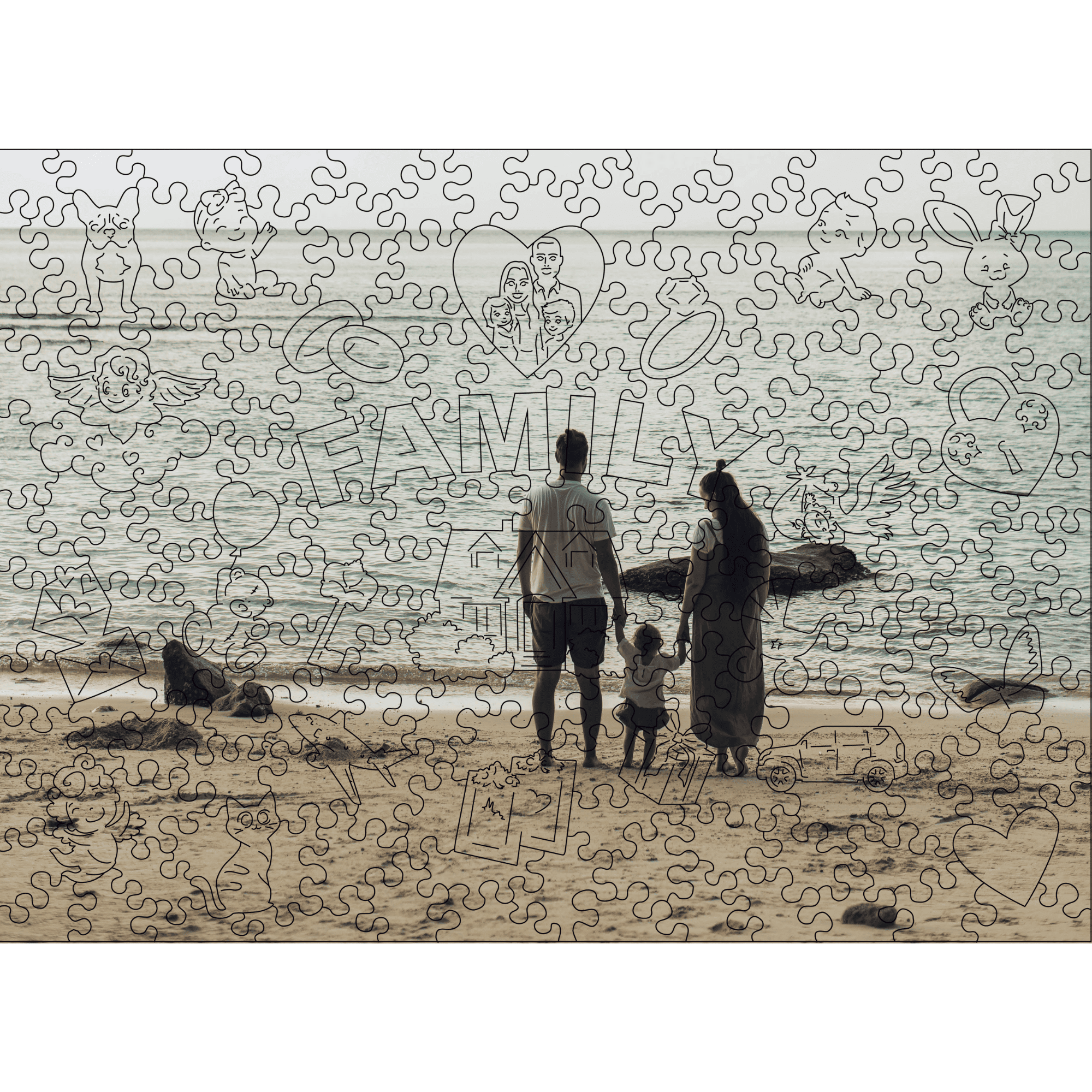 Custom Wooden Jigsaw Puzzle Family