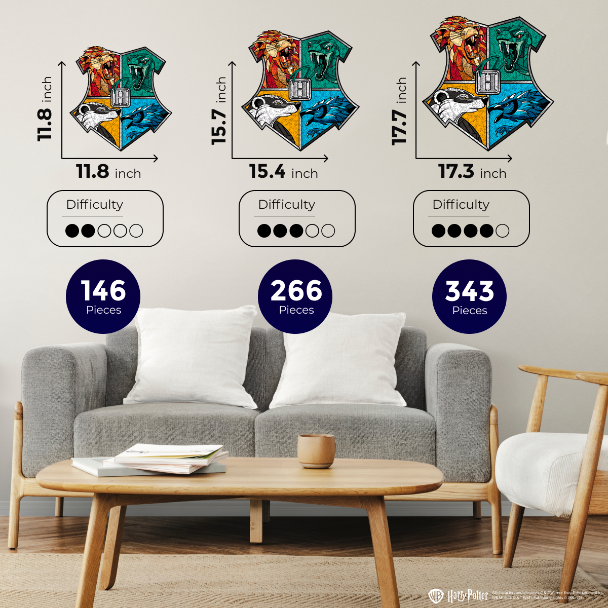 Wooden jigsaw classic puzzle Harry Potter Hogwarts™ (Colorful)