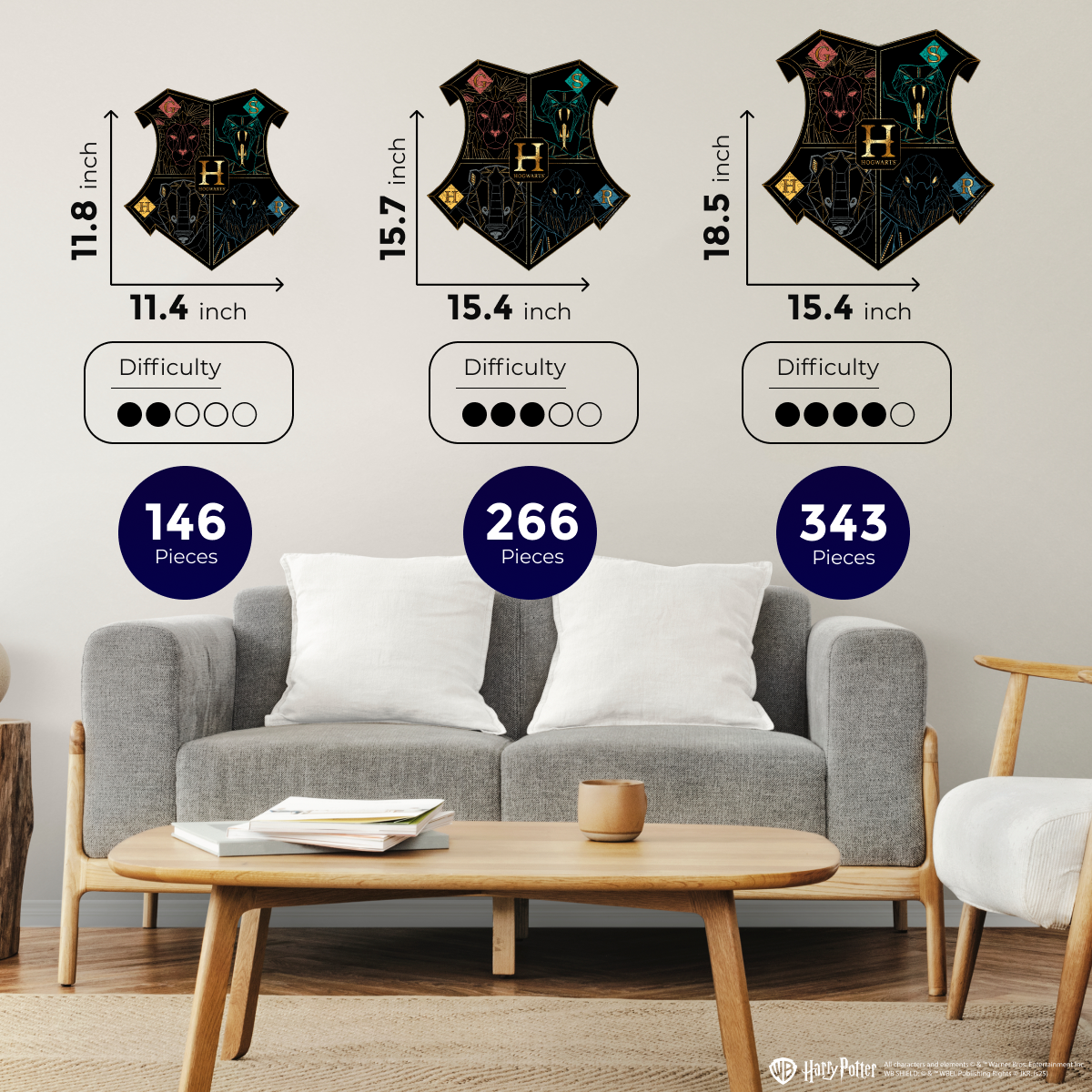 Wooden jigsaw classic puzzle Harry Potter Hogwarts™ (Black)