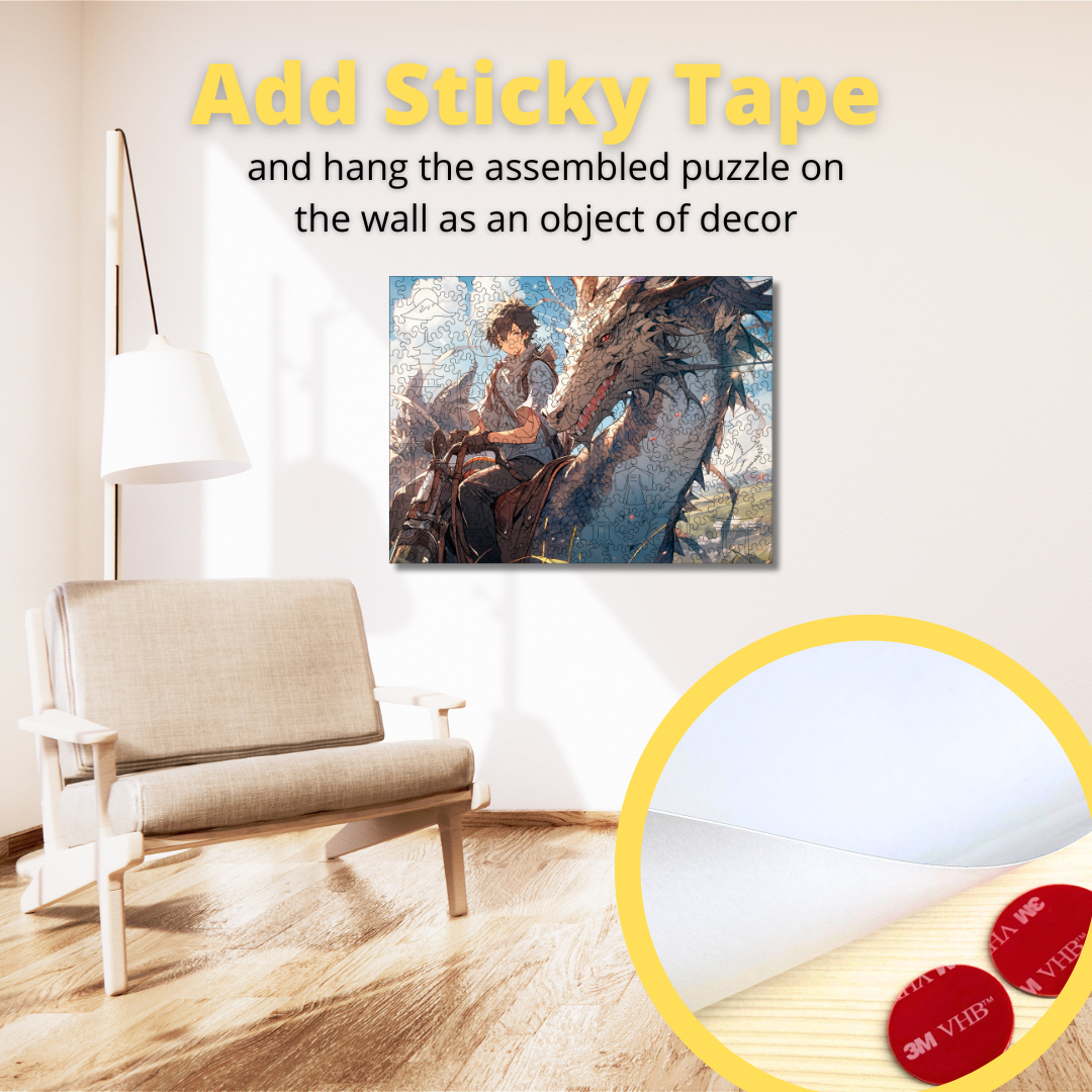 Wooden Jigsaw Puzzle Anime Boy Riding Dragon