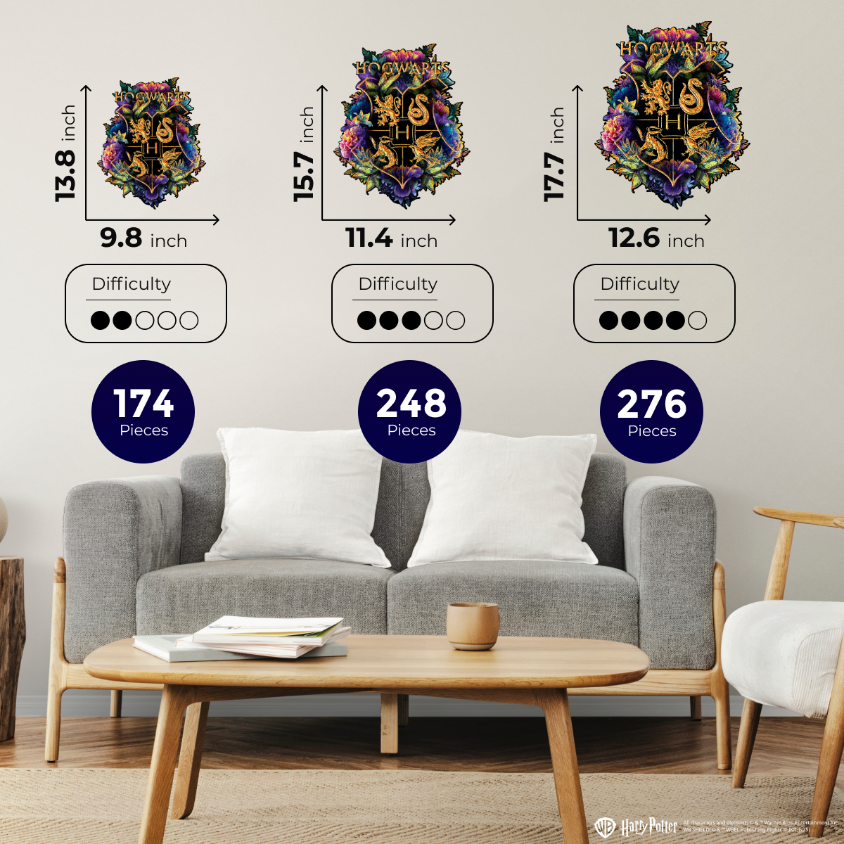 Wooden jigsaw classic puzzle Harry Potter Hogwarts™ (Neonly)