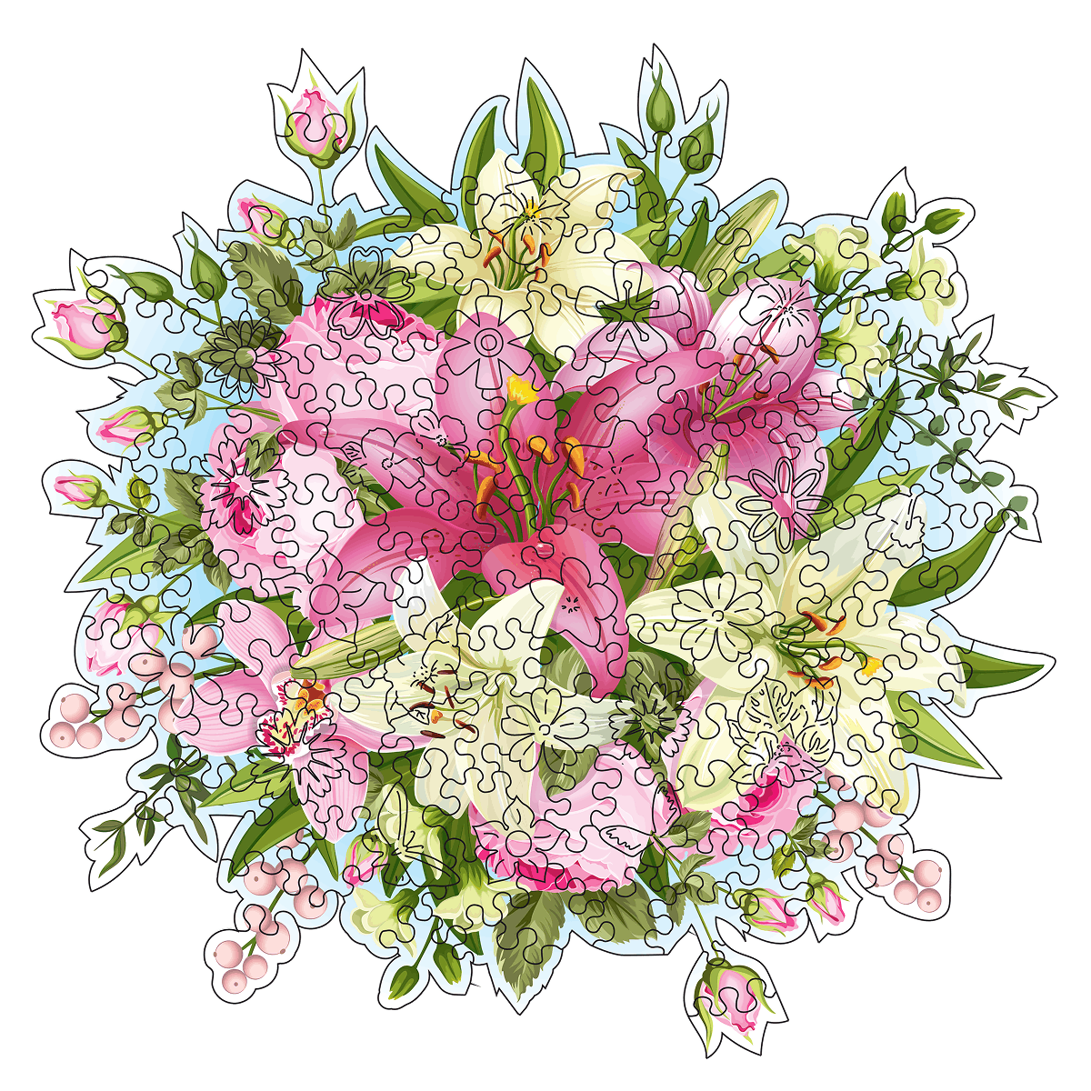 Wooden Flower-Shaped Puzzle - Lily