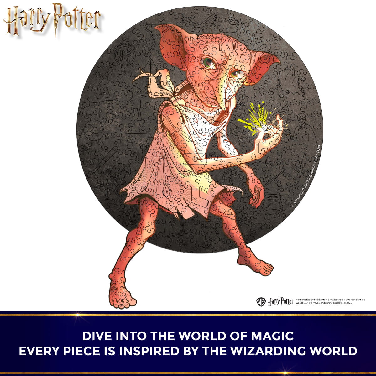 Jigsaw puzzle packaging for 'Harry Potter' featuring a creature with a dark background.