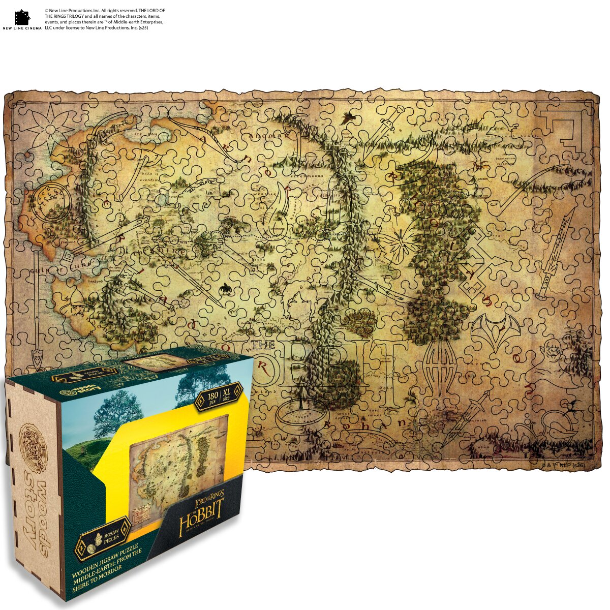 Wooden Shaped Puzzle The Hobbit™ - Middle-Earth: From the Shire to Mordor