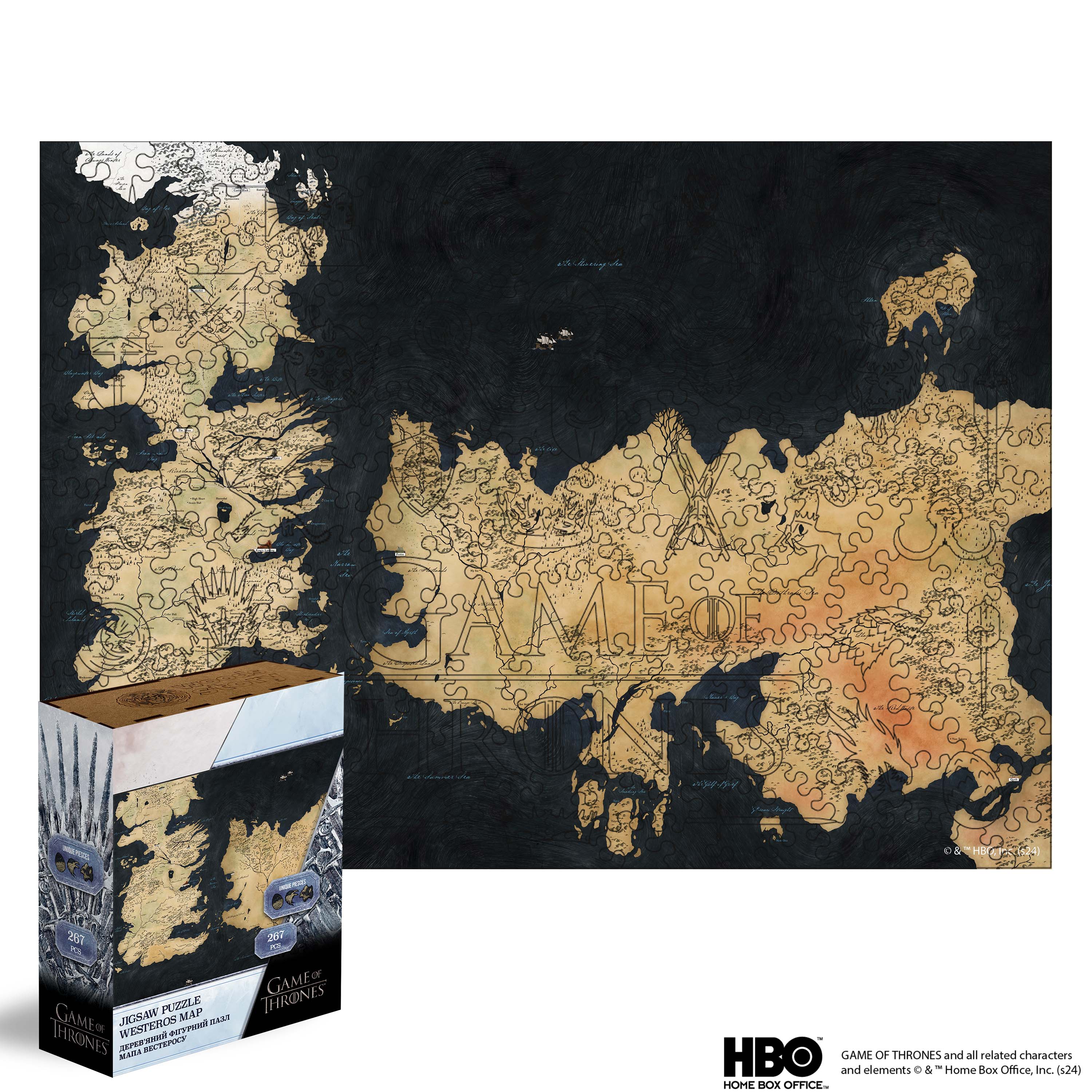 Wooden jigsaw puzzle Game of Thrones™ Westeros map