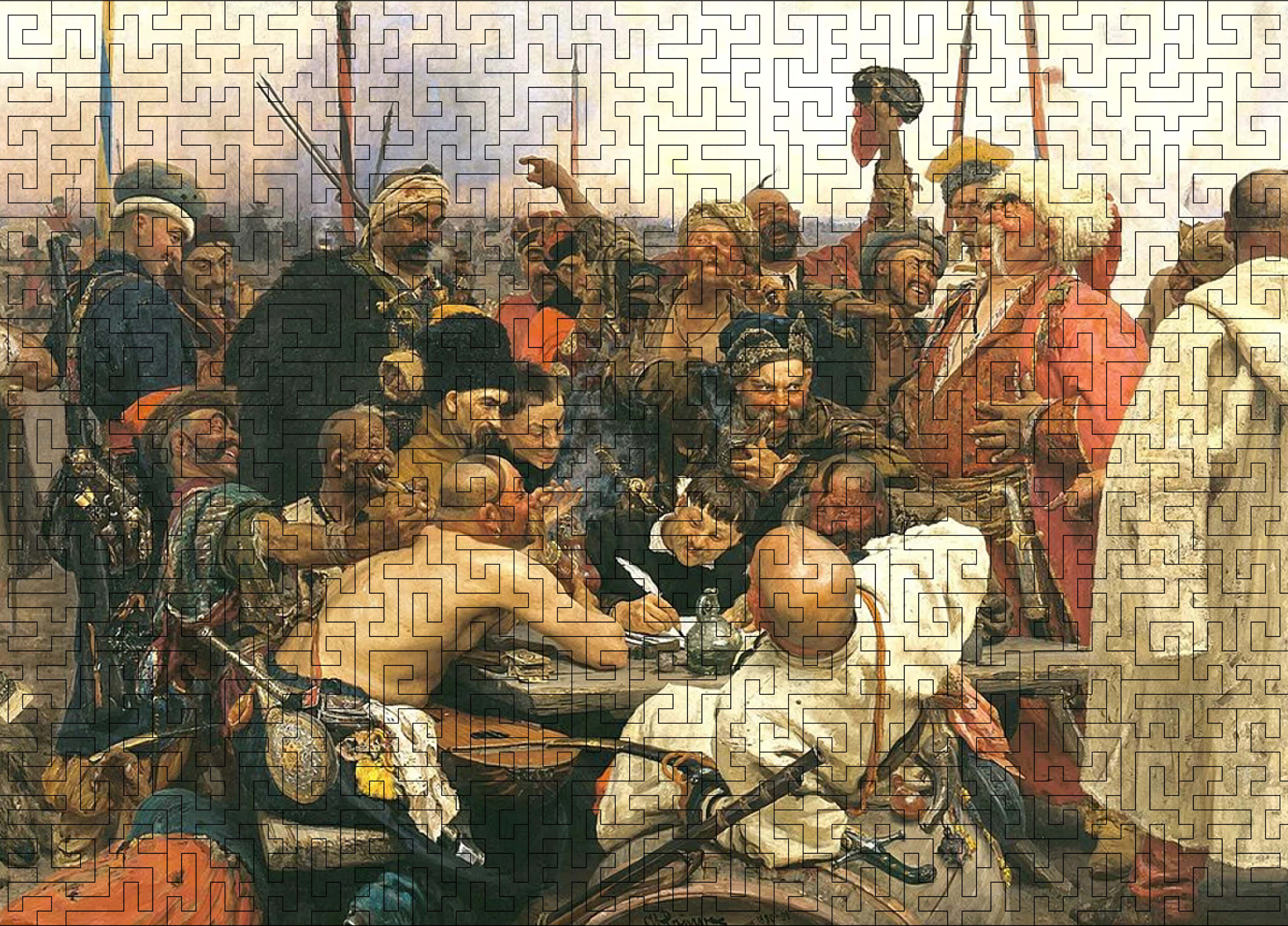 Wooden jigsaw maze puzzle Zaporozhians write a letter (Ilya Repin)