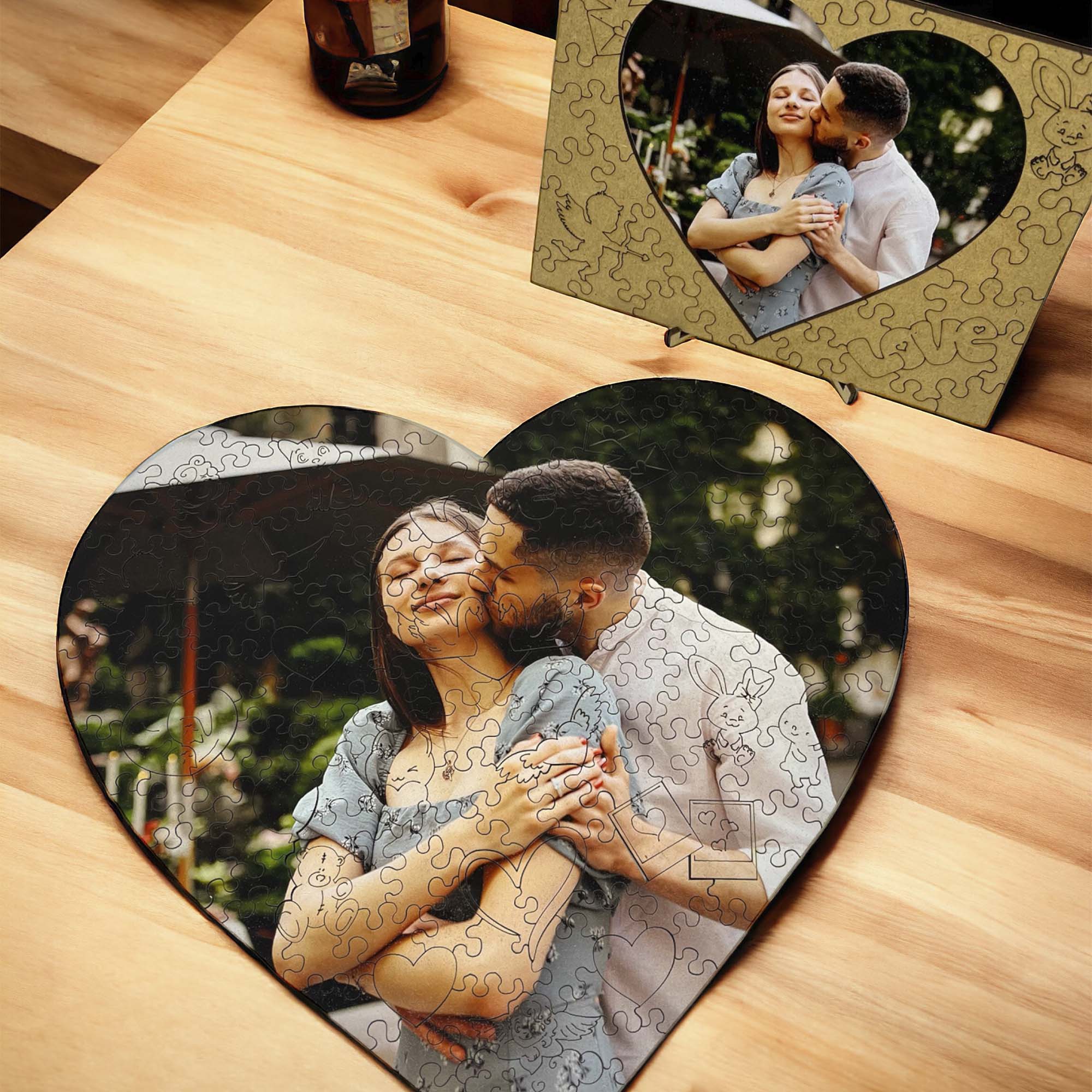Custom Wooden Jigsaw Puzzle Heart - Woods Story