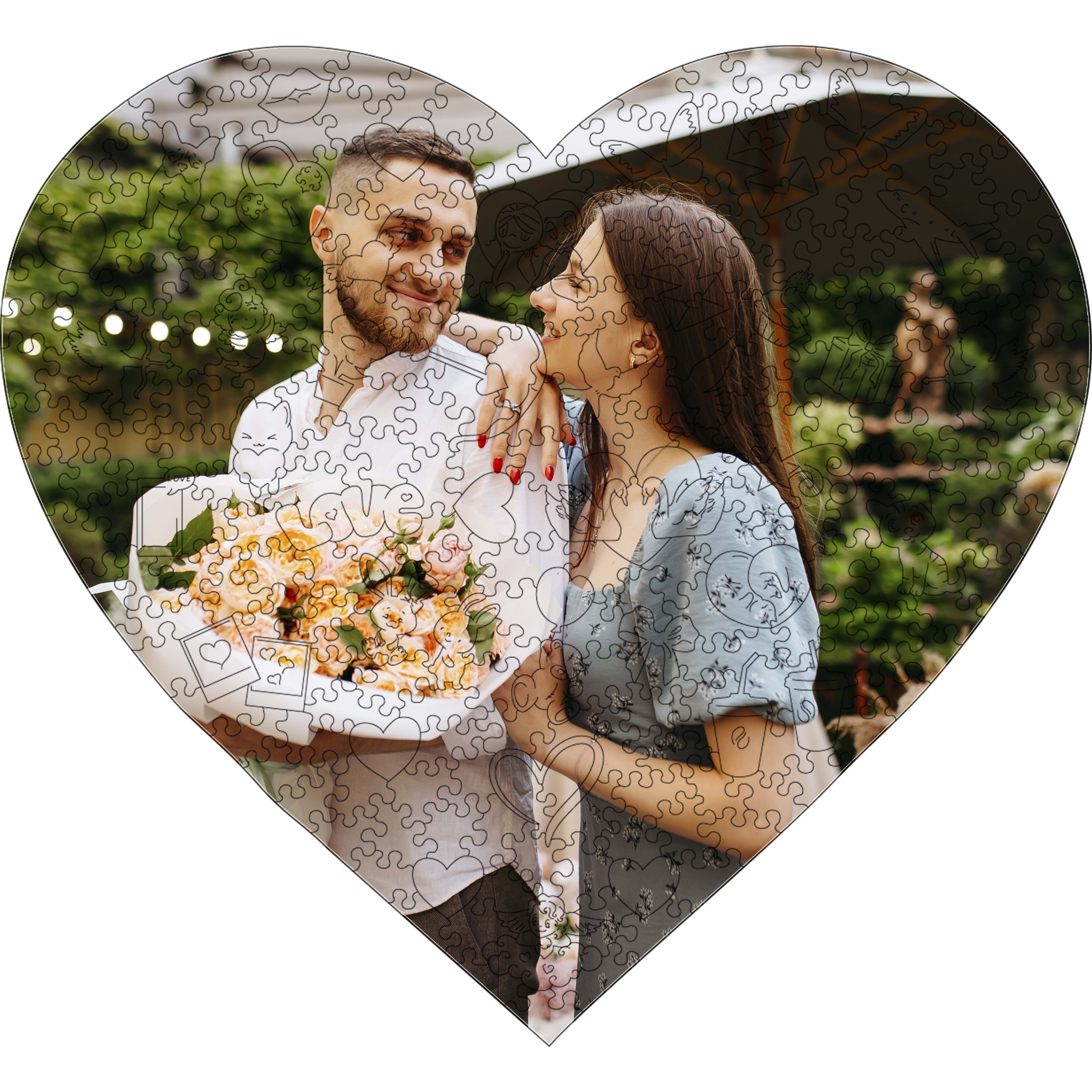 Custom Wooden Jigsaw Puzzle Heart - Woods Story