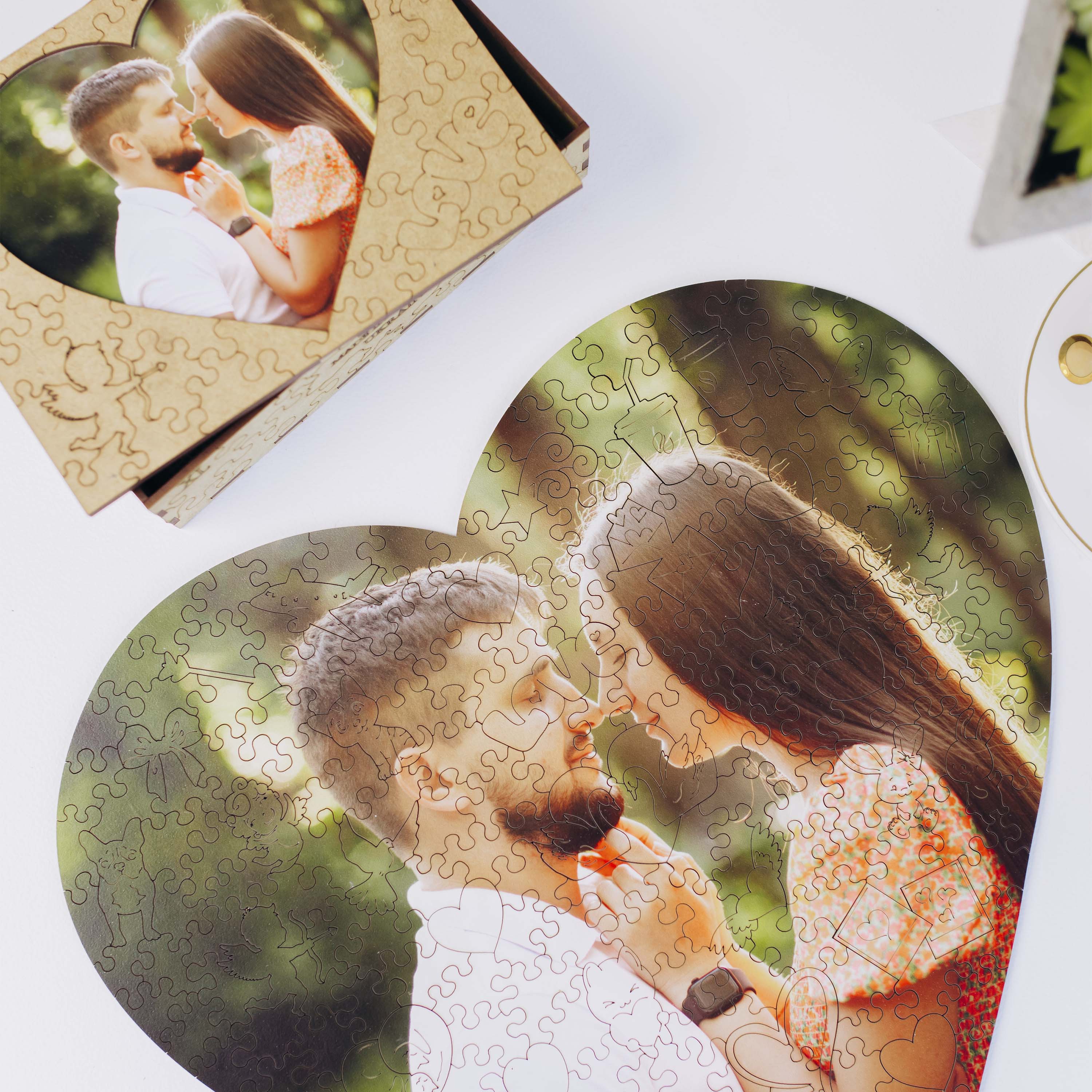 Custom Wooden Jigsaw Puzzle Heart - Woods Story