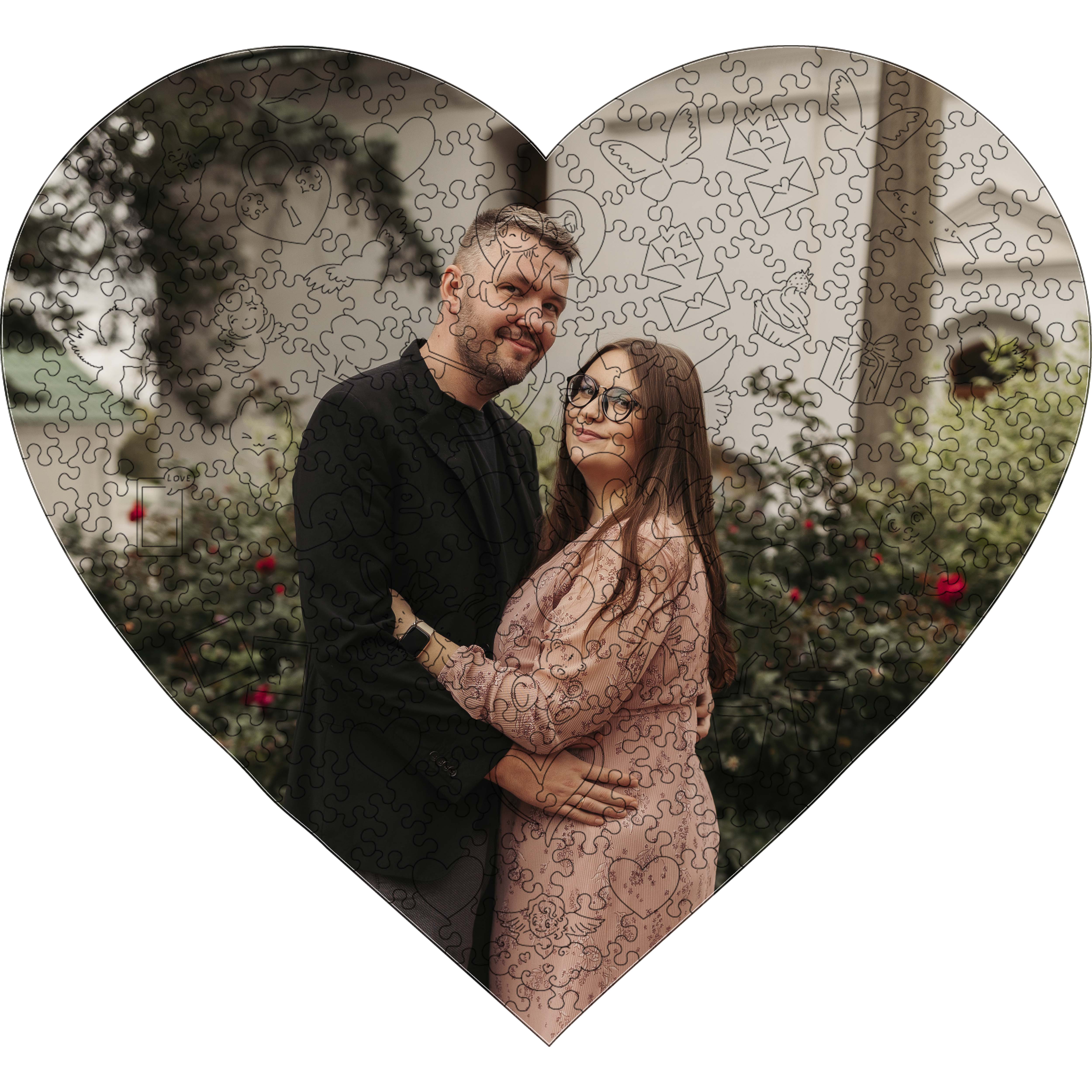 Custom Wooden Jigsaw Puzzle Heart - Woods Story