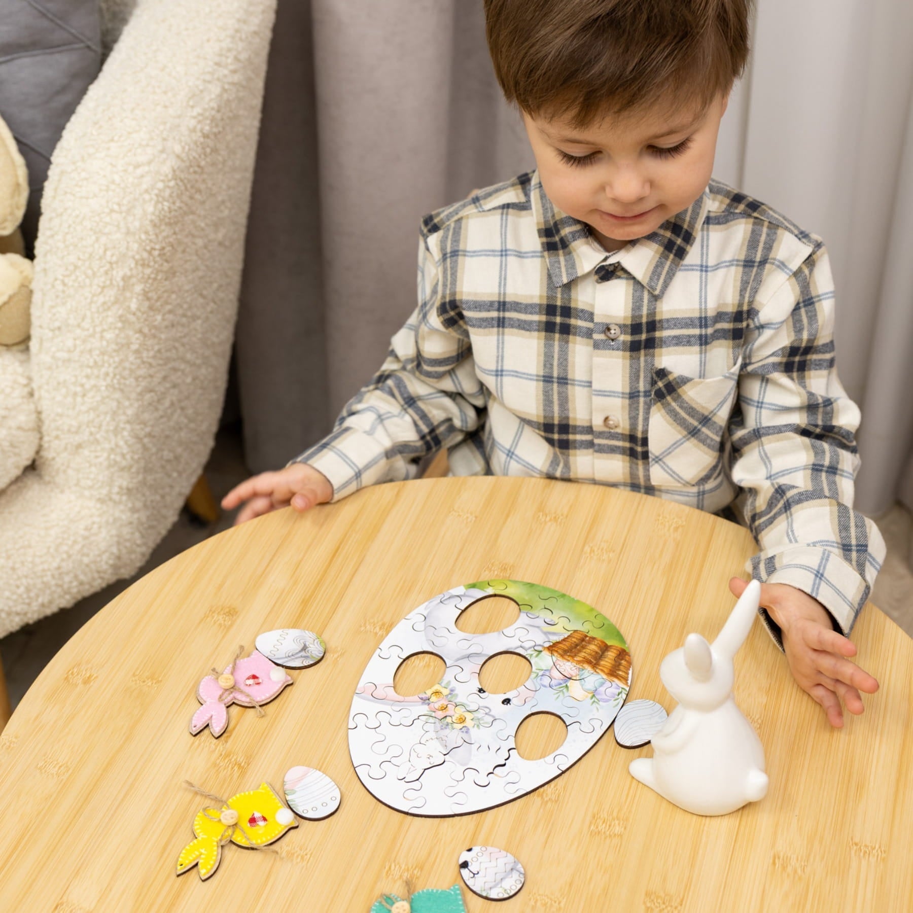 Easter Jigsaw Puzzles for Kids - Easter Bunny with Eggs - Woods Story