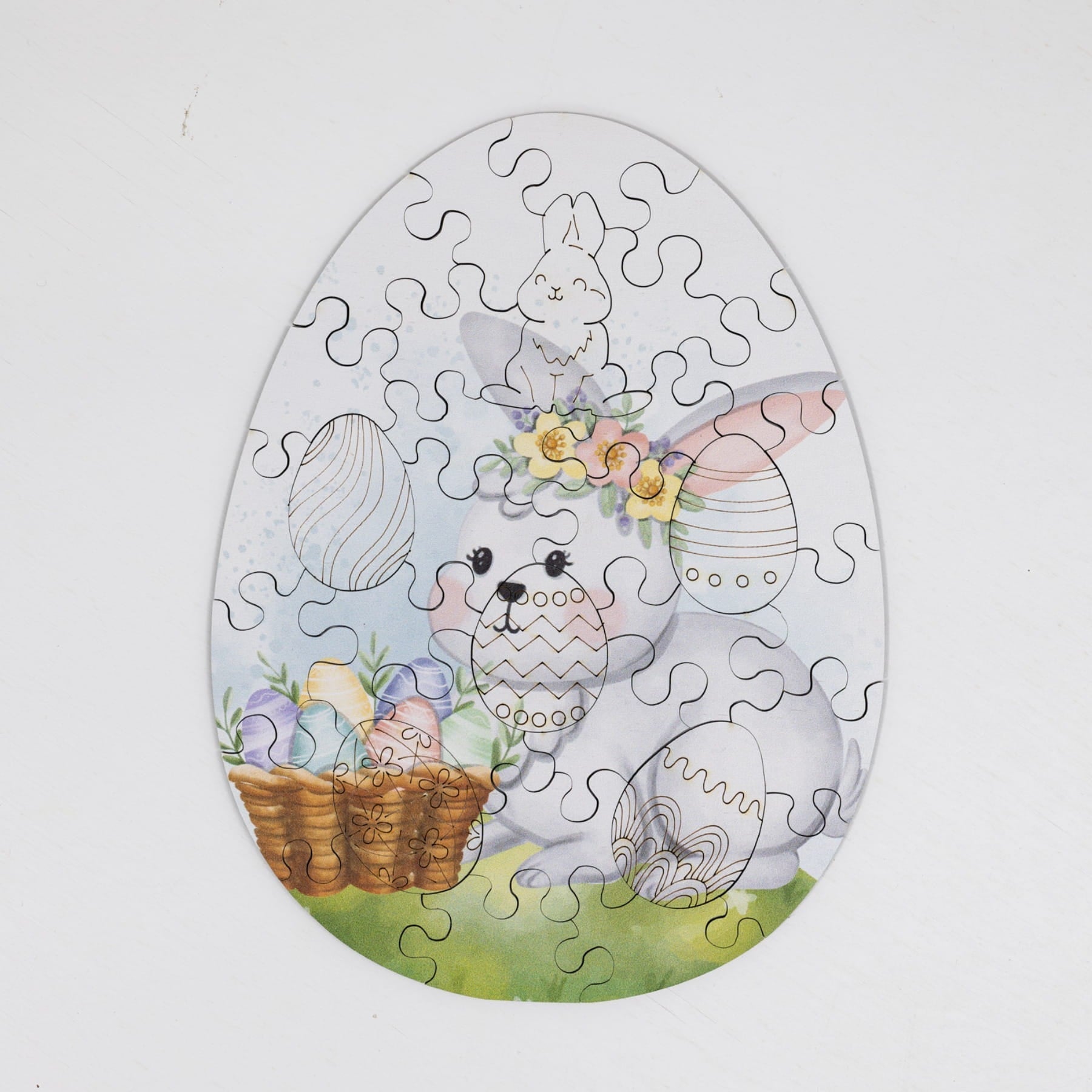 Easter Jigsaw Puzzles for Kids - Easter Bunny with Eggs - Woods Story