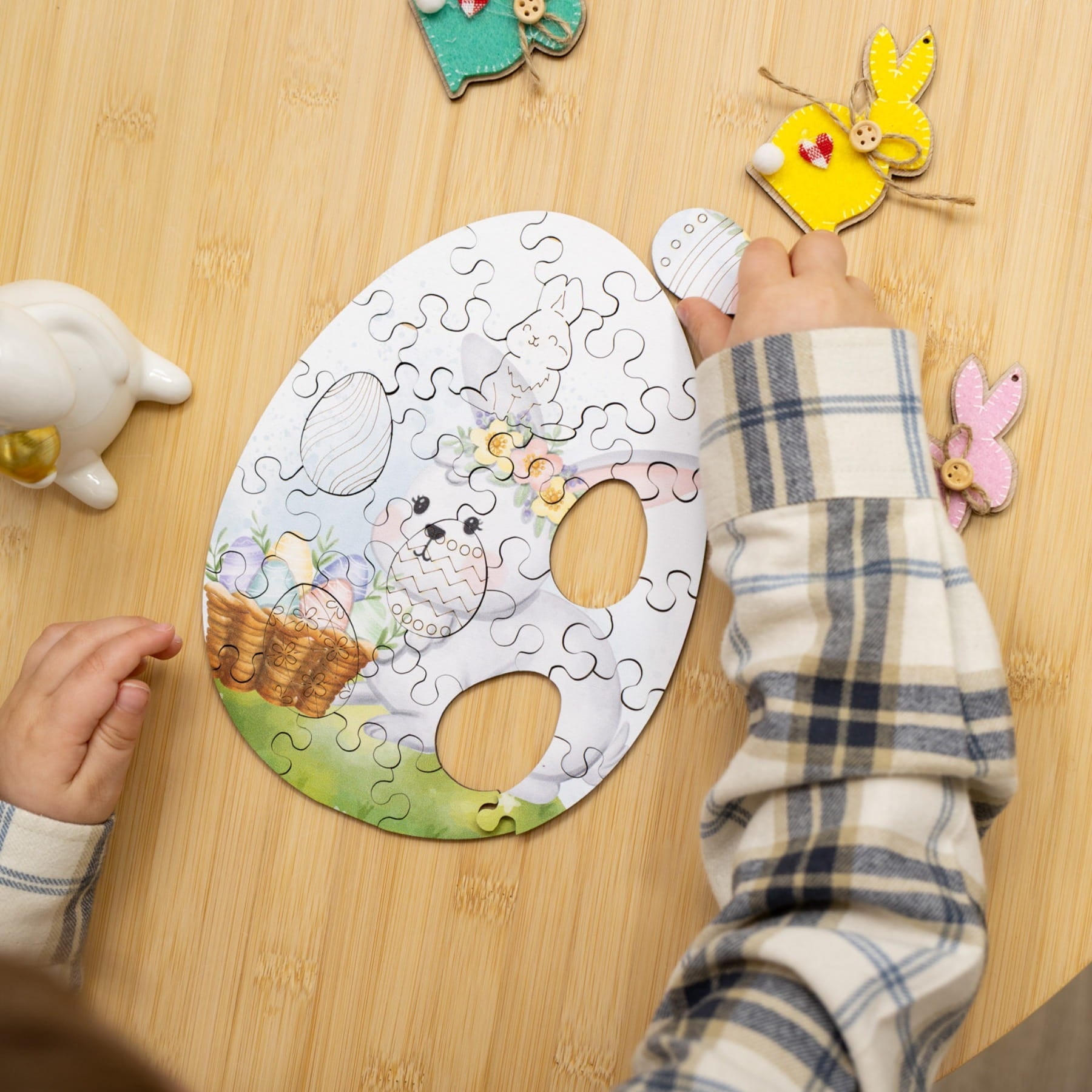 Easter Jigsaw Puzzles for Kids - Easter Bunny with Eggs - Woods Story