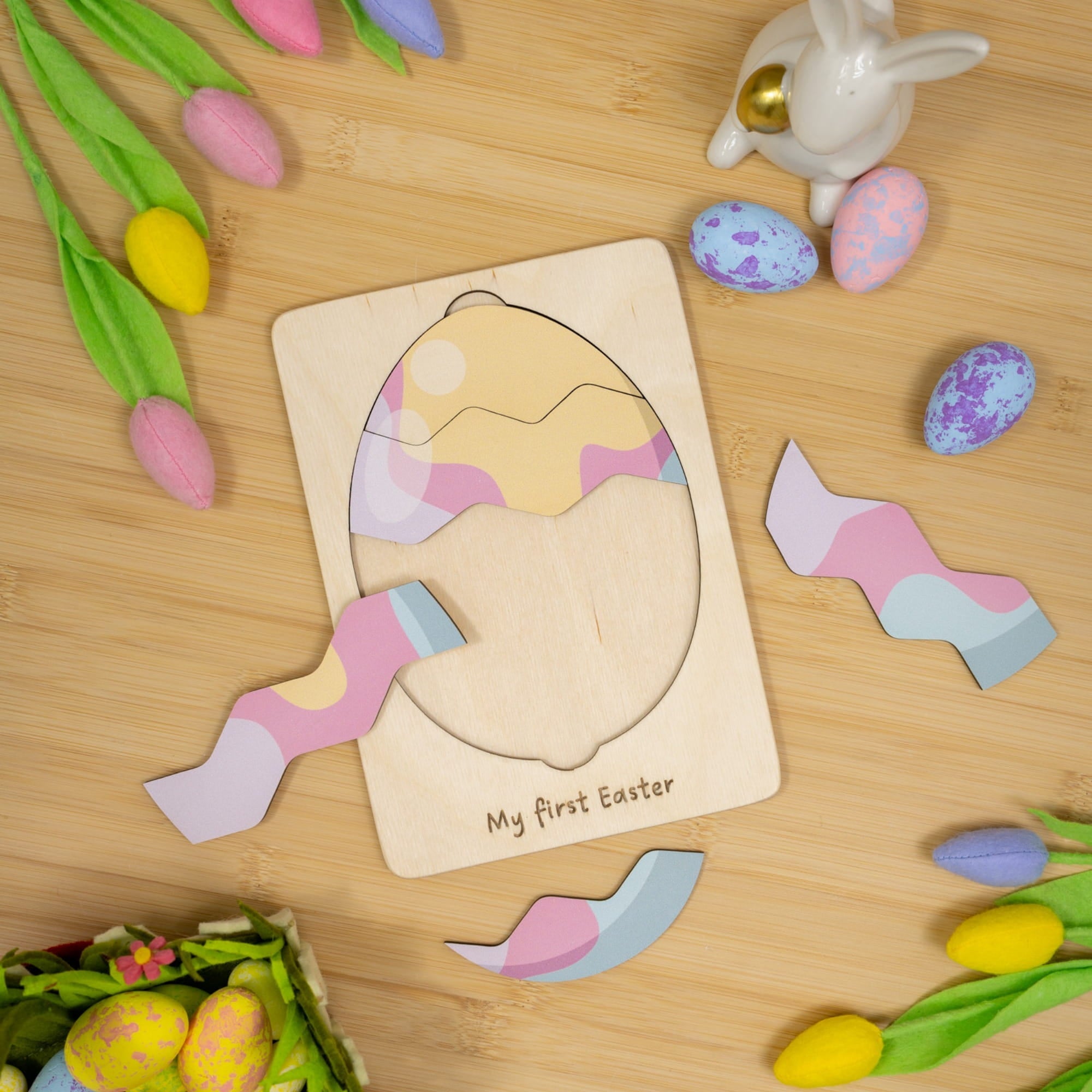 Montessori Wooden Easter Egg Puzzle - Color Splash - Woods Story
