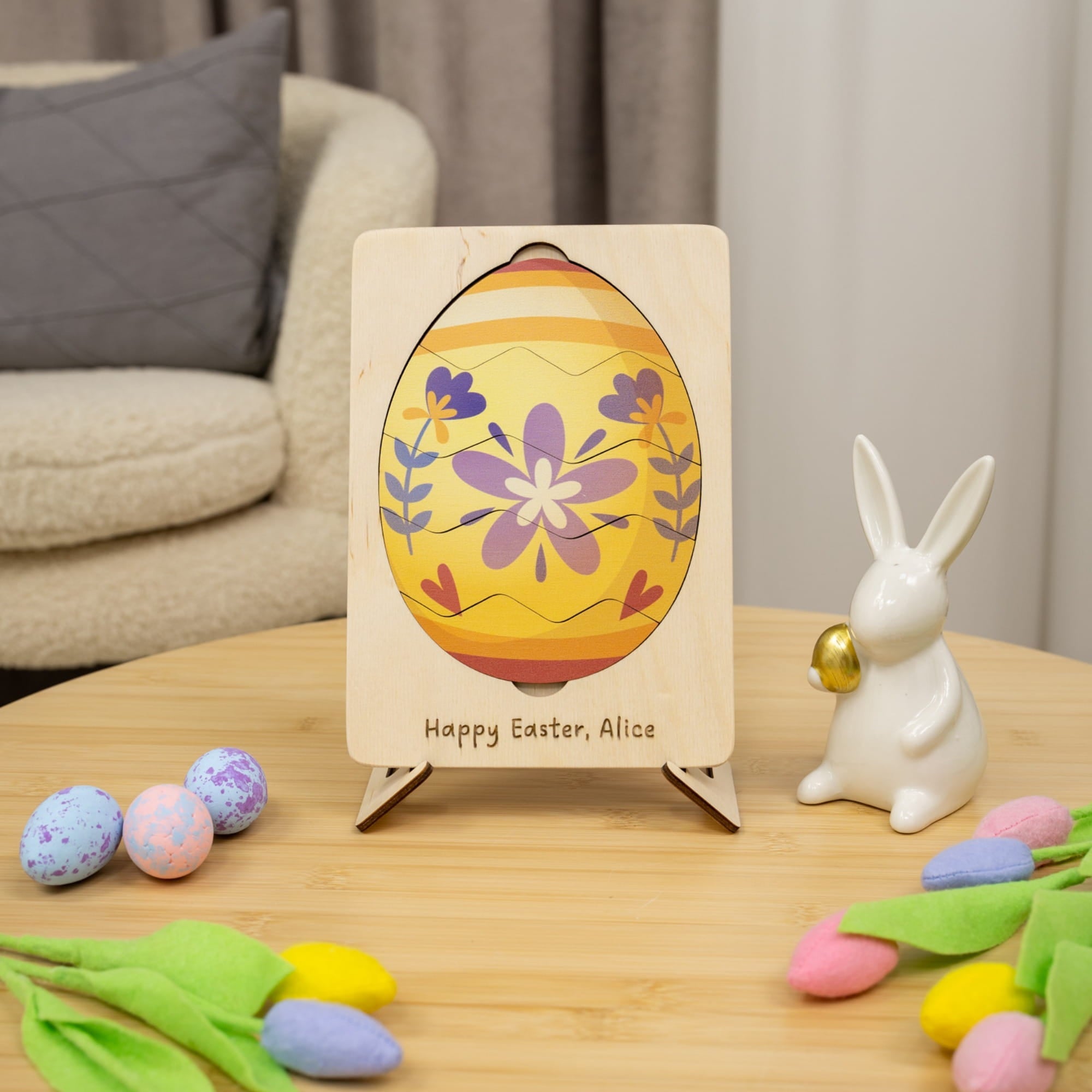 Montessori Wooden Easter Egg Puzzle - Spring Floral - Woods Story