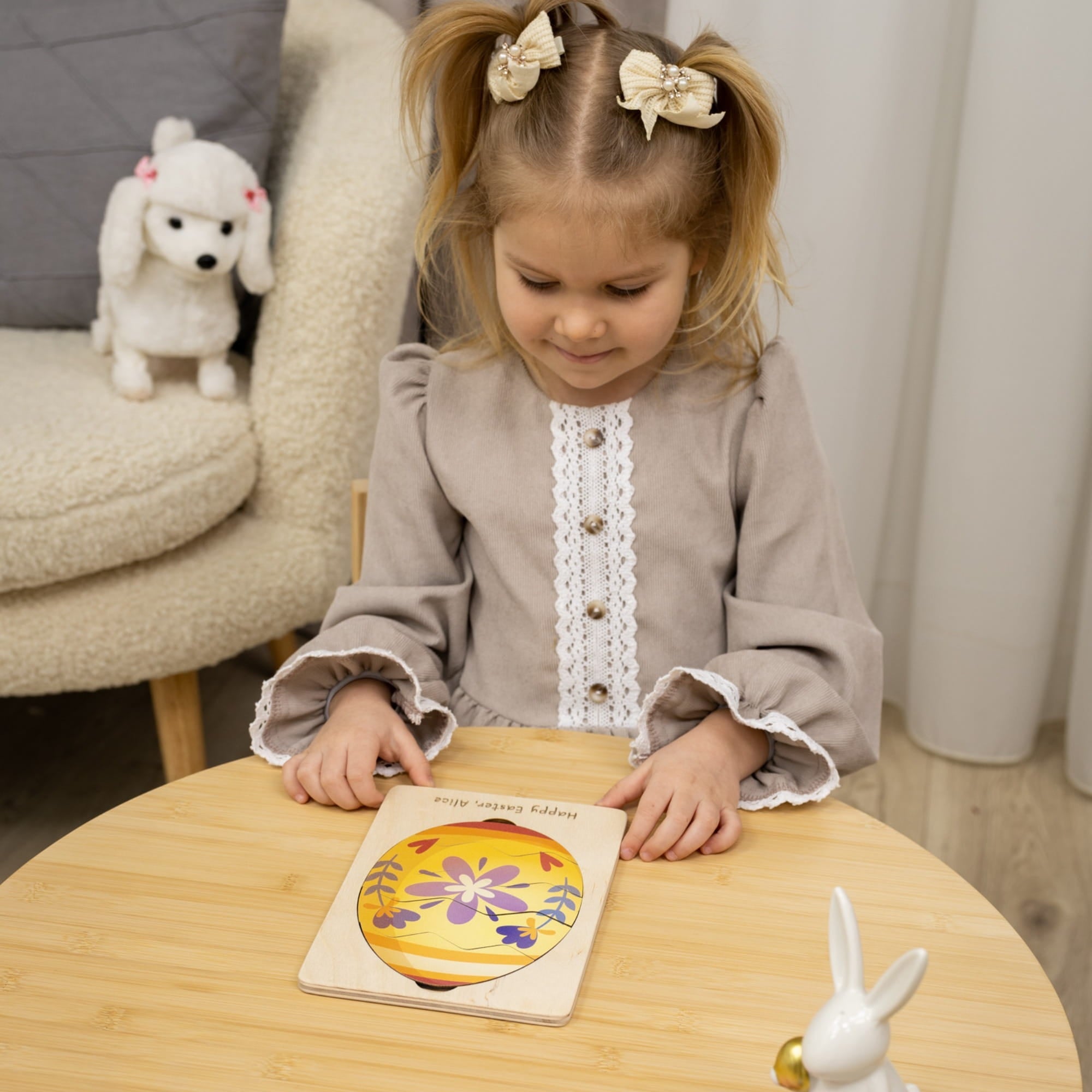 Montessori Wooden Easter Egg Puzzle - Spring Floral - Woods Story