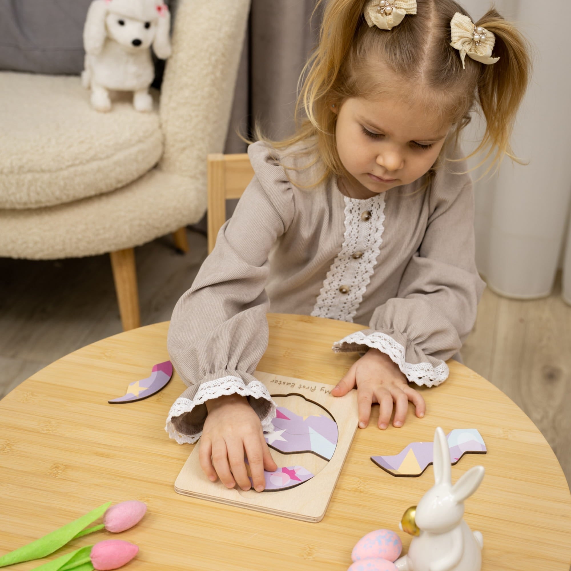 Montessori Wooden Easter Egg Puzzle - Star Pattern - Woods Story
