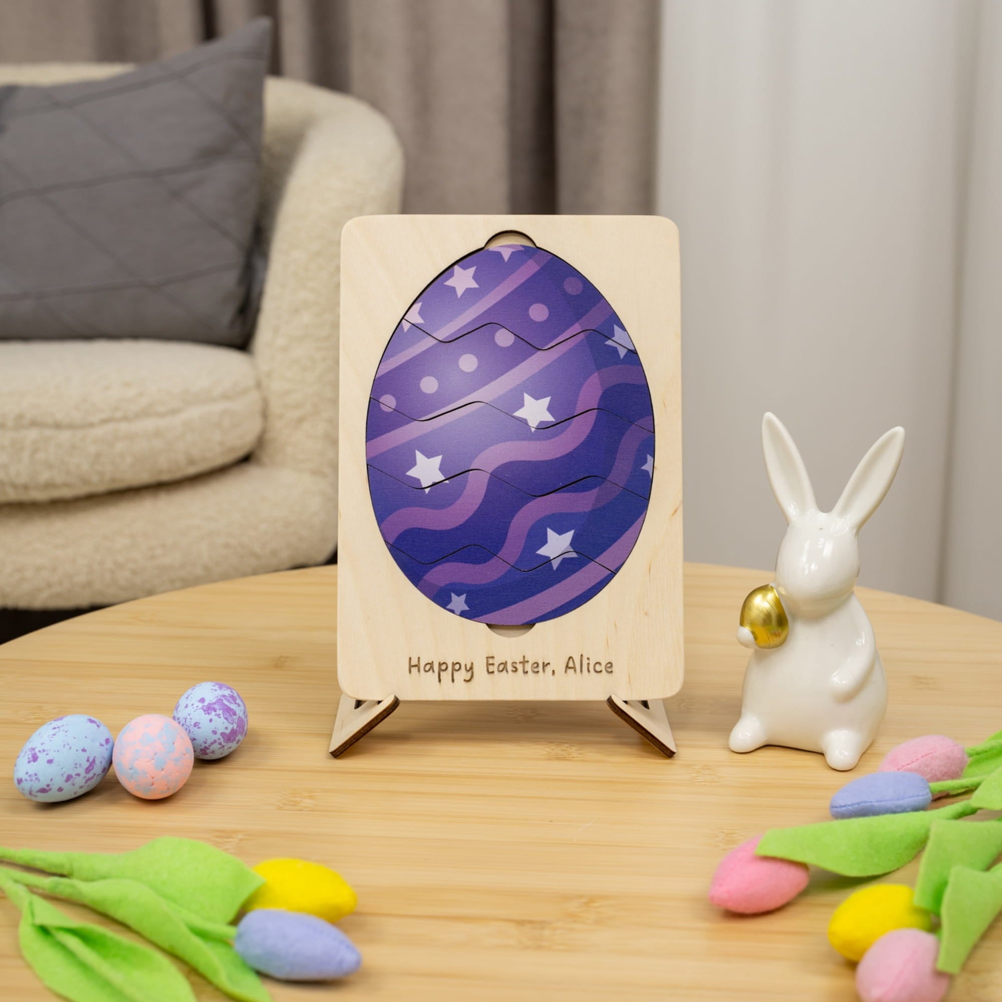 Montessori Wooden Easter Egg Puzzle - Galaxy
