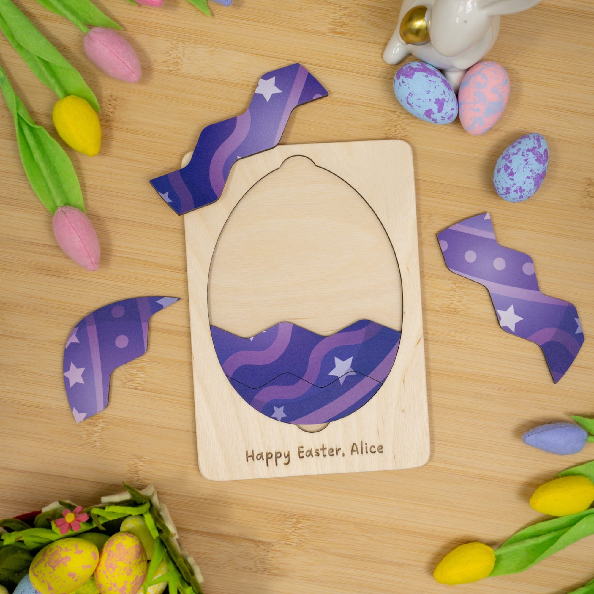 Montessori Wooden Easter Egg Puzzle - Galaxy