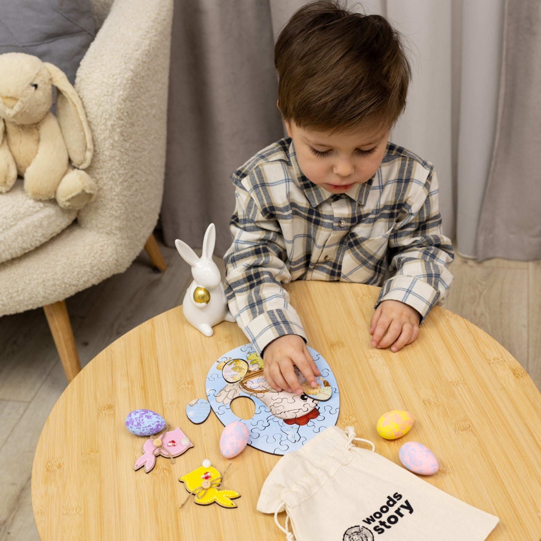 Wooden Easter Jigsaw Puzzle for Kids - Easter Chicken - Woods Story