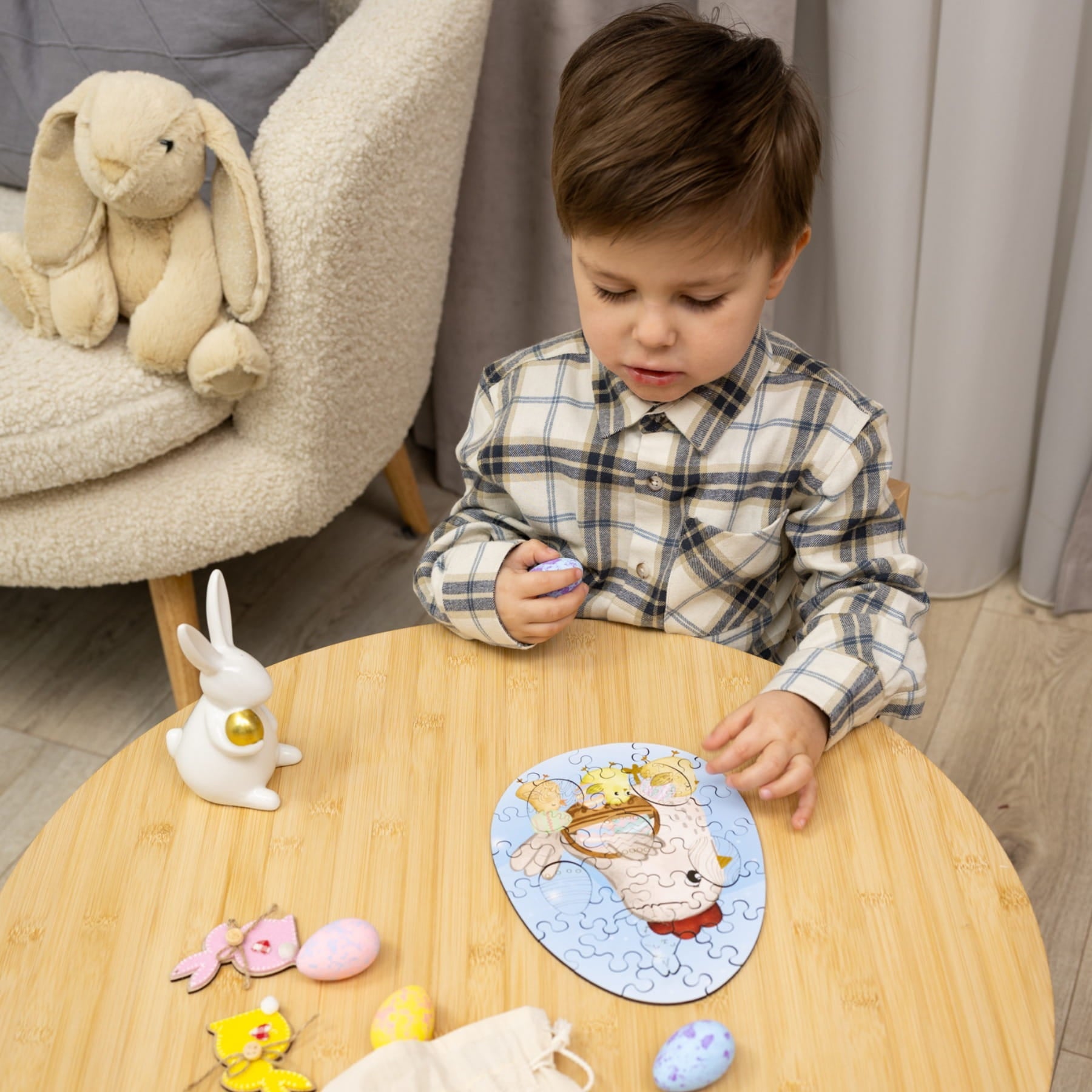 Wooden Easter Jigsaw Puzzle for Kids - Easter Chicken - Woods Story