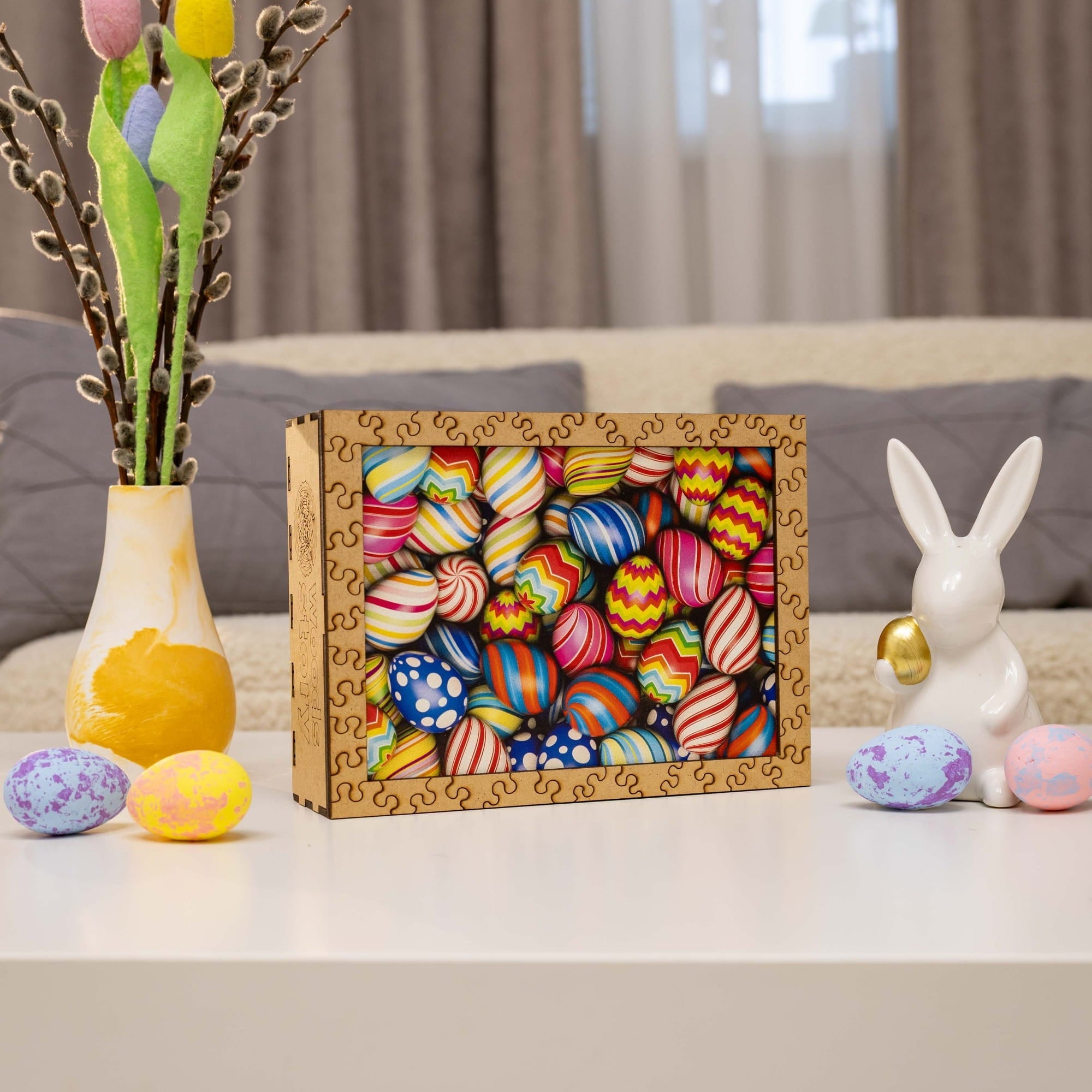 Wooden Easter Puzzle - Colorful Easter Eggs - Woods Story