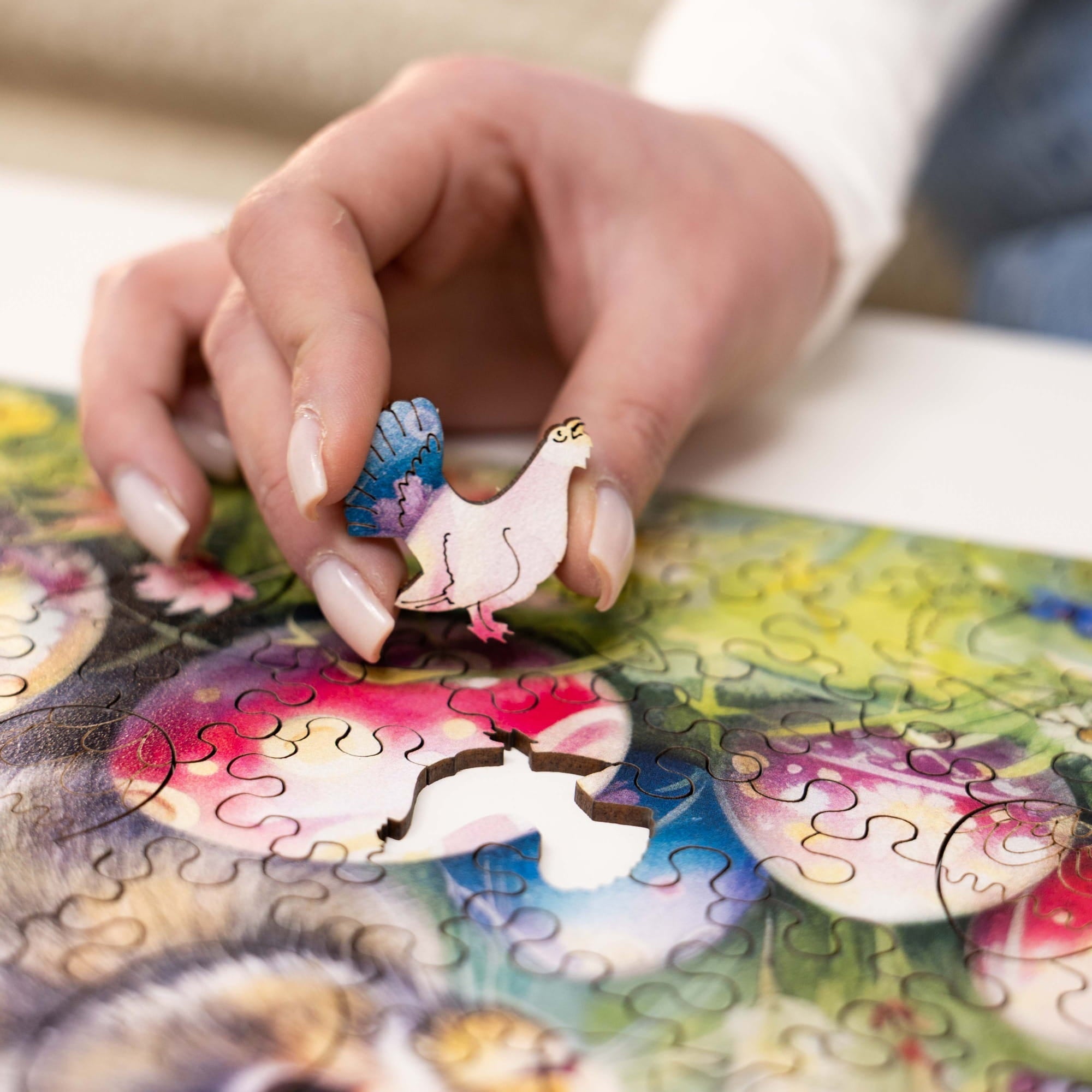 Wooden Easter Puzzle - Spring Bunny with Tulips - Woods Story