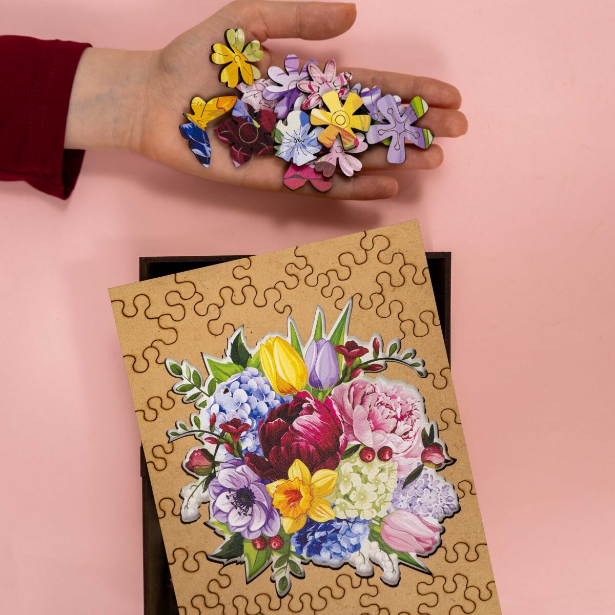 Wooden Flower - Shaped Puzzle - Peonies - Woods Story