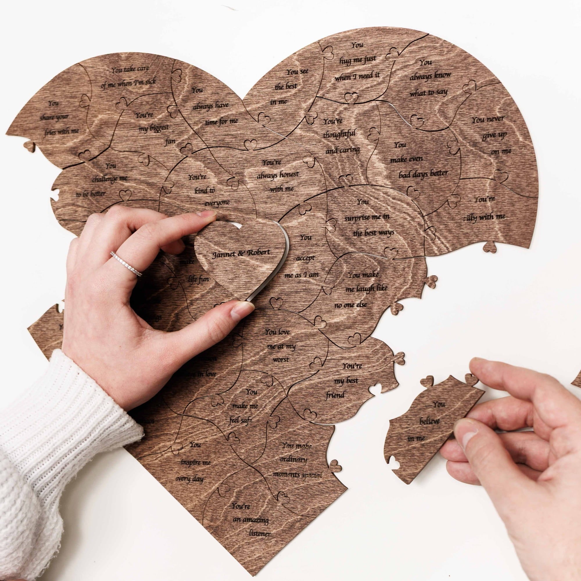 Wooden Heart Shaped Puzzle - Dark Walnut - Woods Story