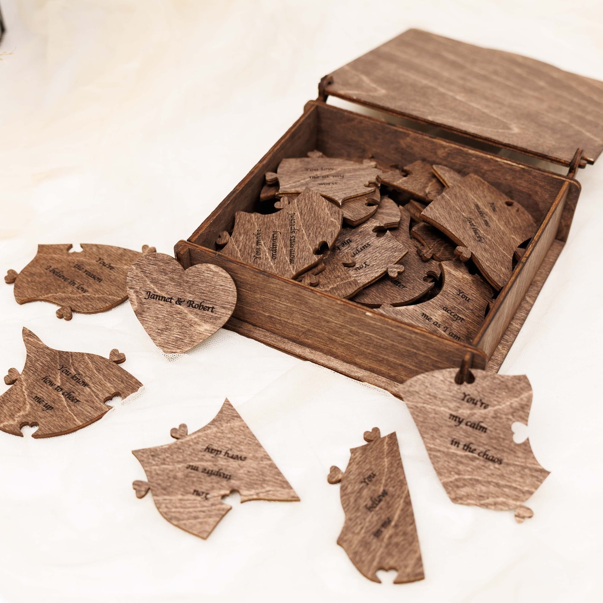 Wooden Heart Shaped Puzzle - Dark Walnut - Woods Story