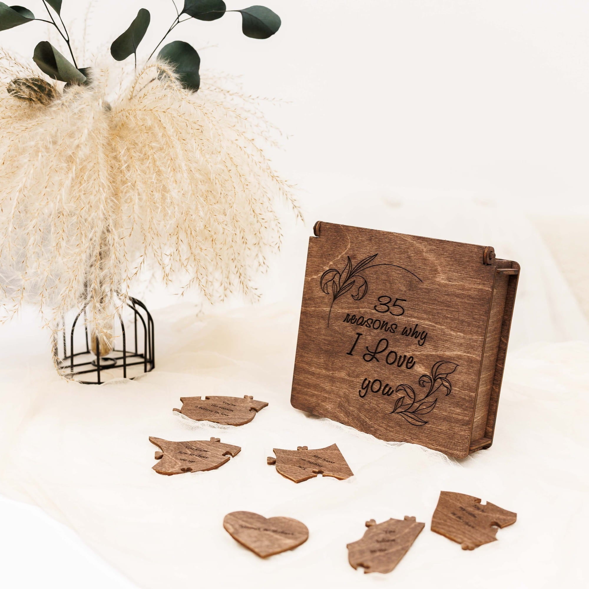 Wooden Heart Shaped Puzzle - Dark Walnut - Woods Story