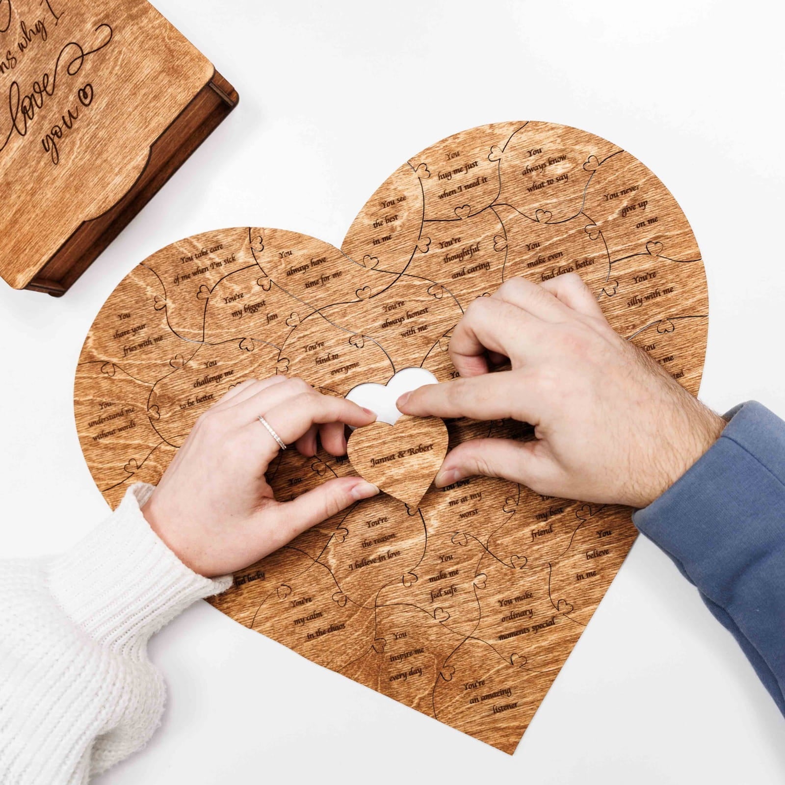 Wooden Heart Shaped Puzzle - Oak - Woods Story