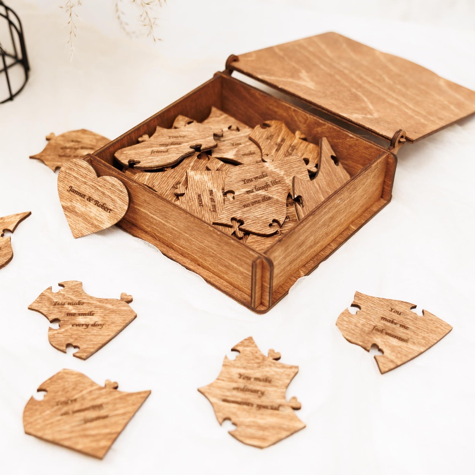 Wooden Heart Shaped Puzzle - Oak - Woods Story