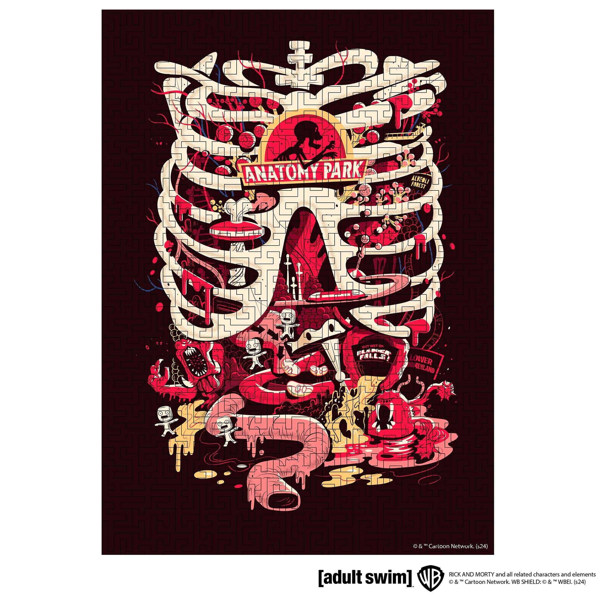 Wooden jigsaw maze puzzle Rick&Morty™ Anatomy Park - Woods Story