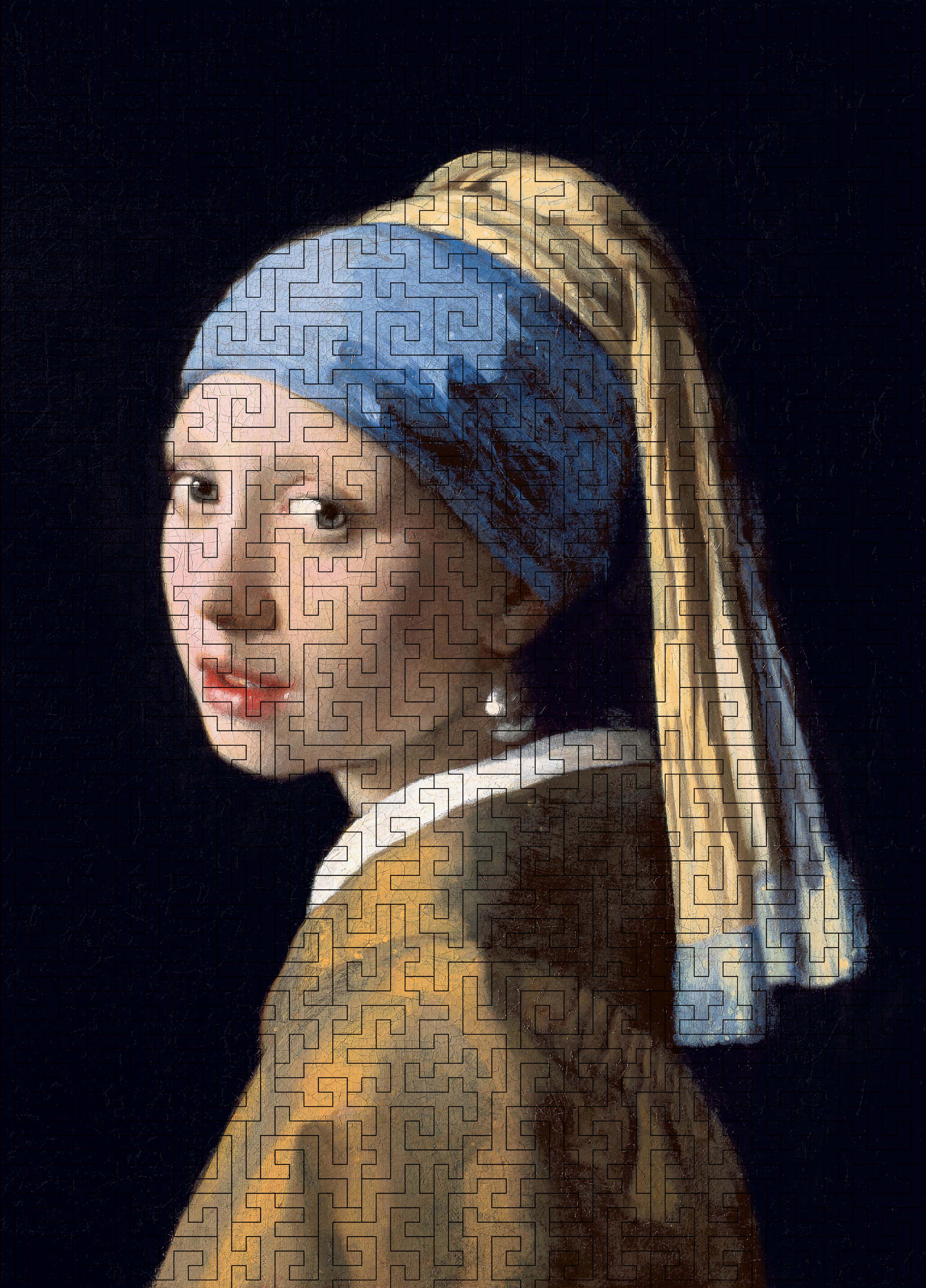 Wooden jigsaw maze puzzle The Girl With The Pearl Earring (Johannes Vermeer) - Woods Story