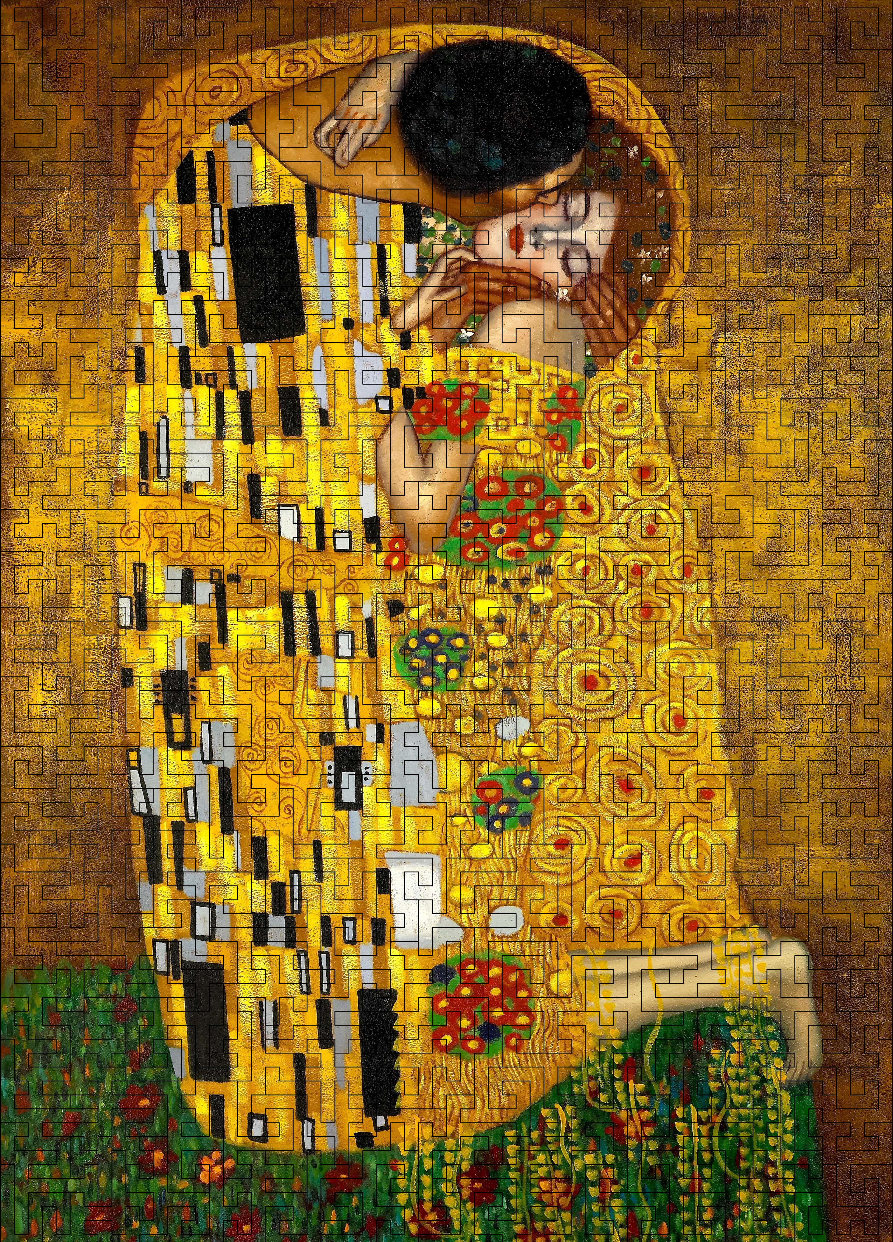 Wooden jigsaw maze puzzle The Kiss (Gustav Klimt) - Woods Story