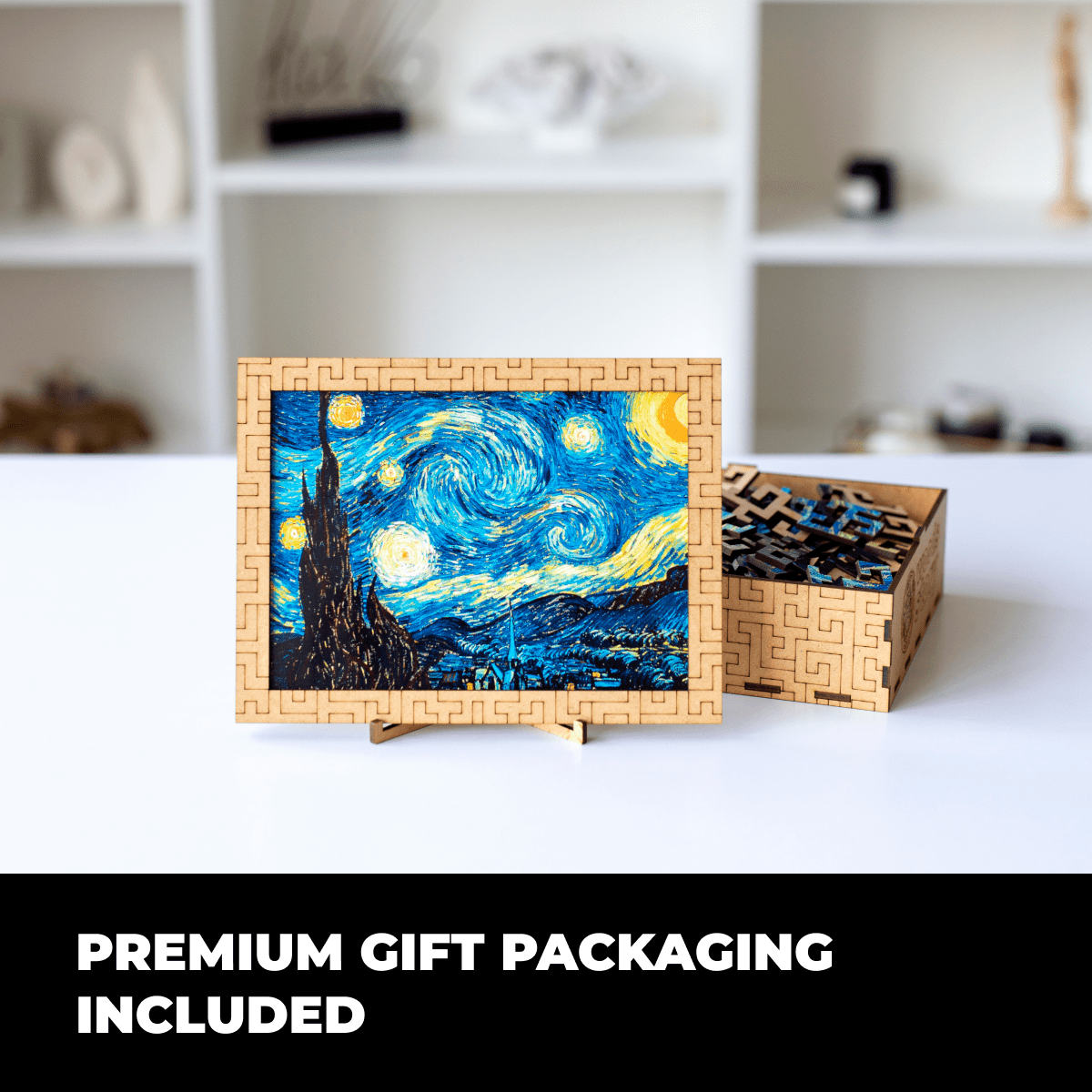 Wooden jigsaw maze puzzle The Starry Night (Vincent van Gogh) - Woods Story