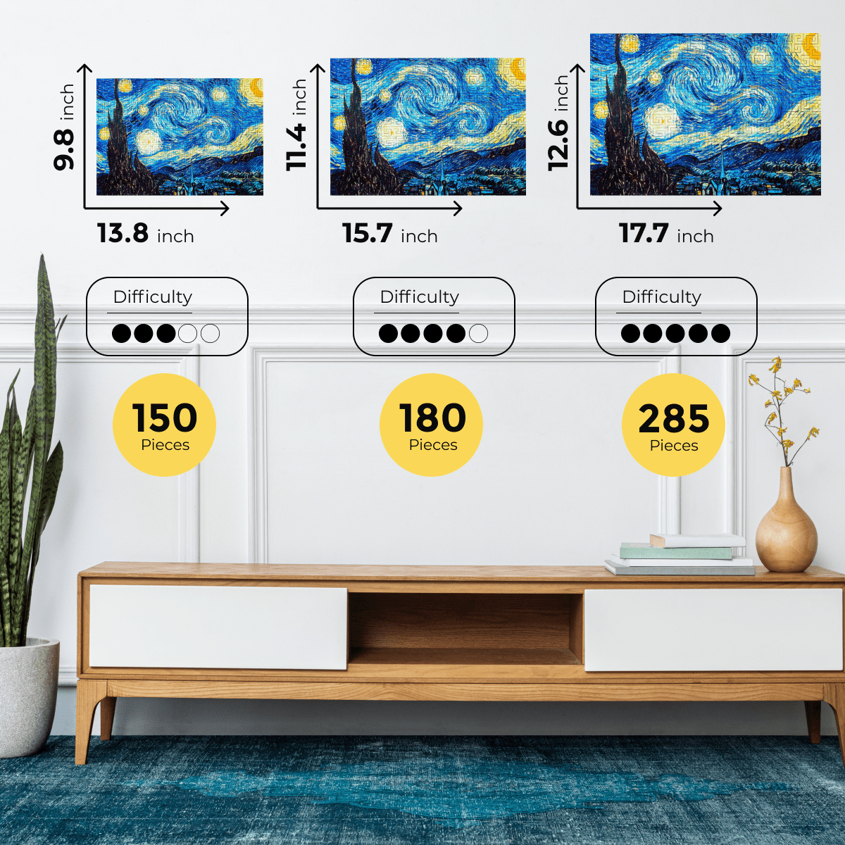 Wooden jigsaw maze puzzle The Starry Night (Vincent van Gogh) - Woods Story