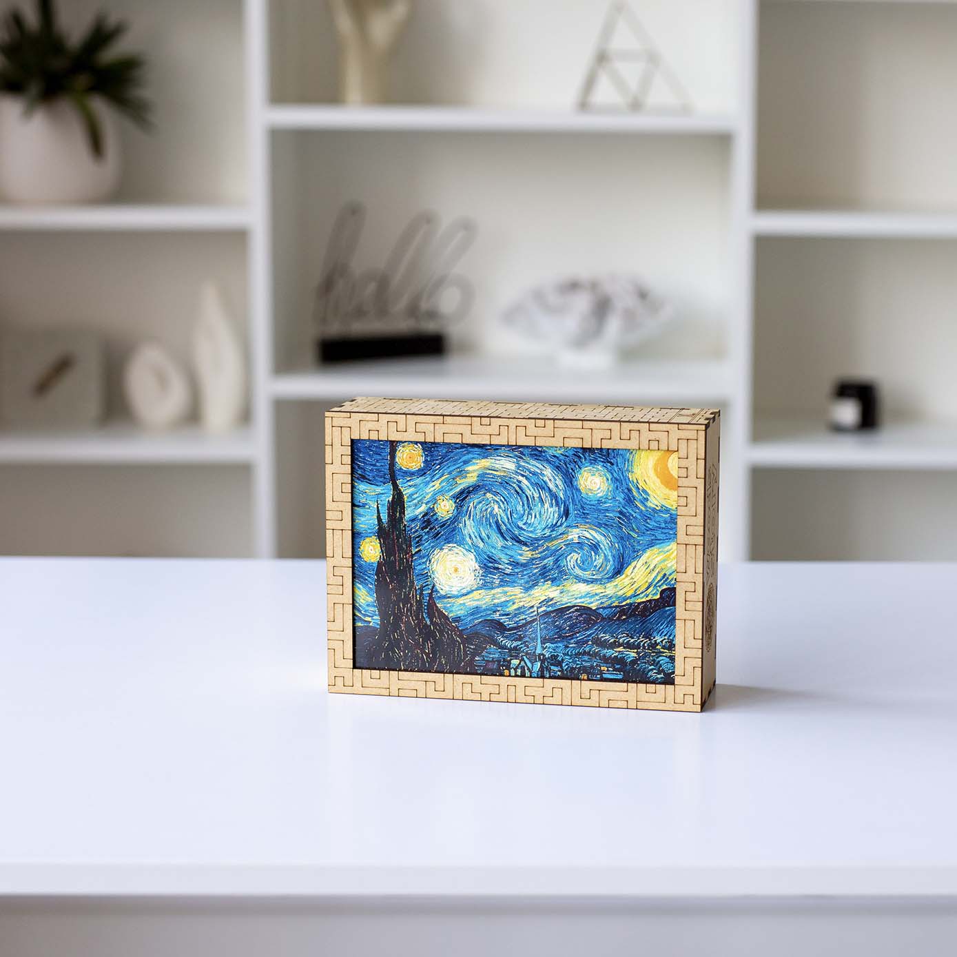 Wooden jigsaw maze puzzle The Starry Night (Vincent van Gogh) - Woods Story