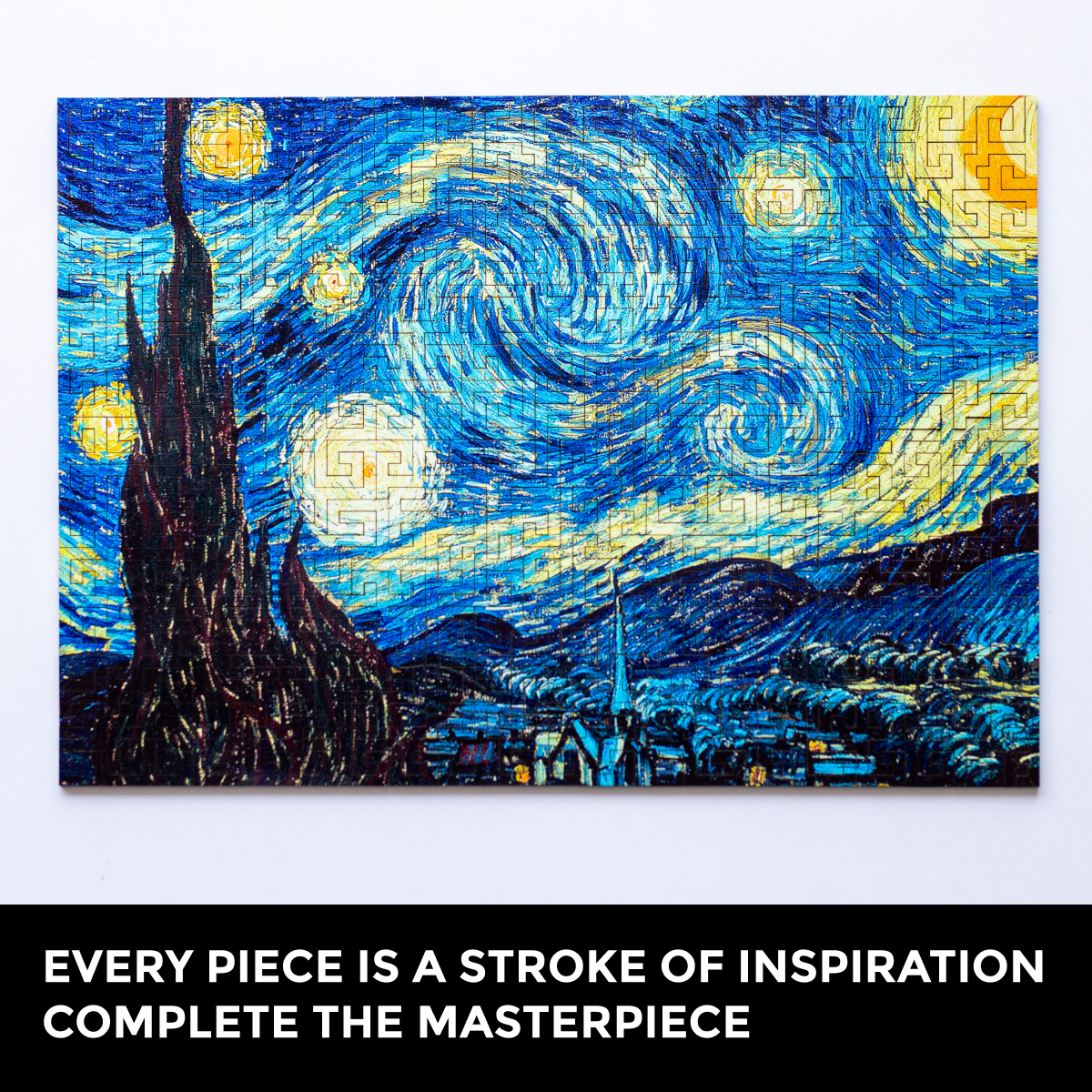 Wooden jigsaw maze puzzle The Starry Night (Vincent van Gogh) - Woods Story