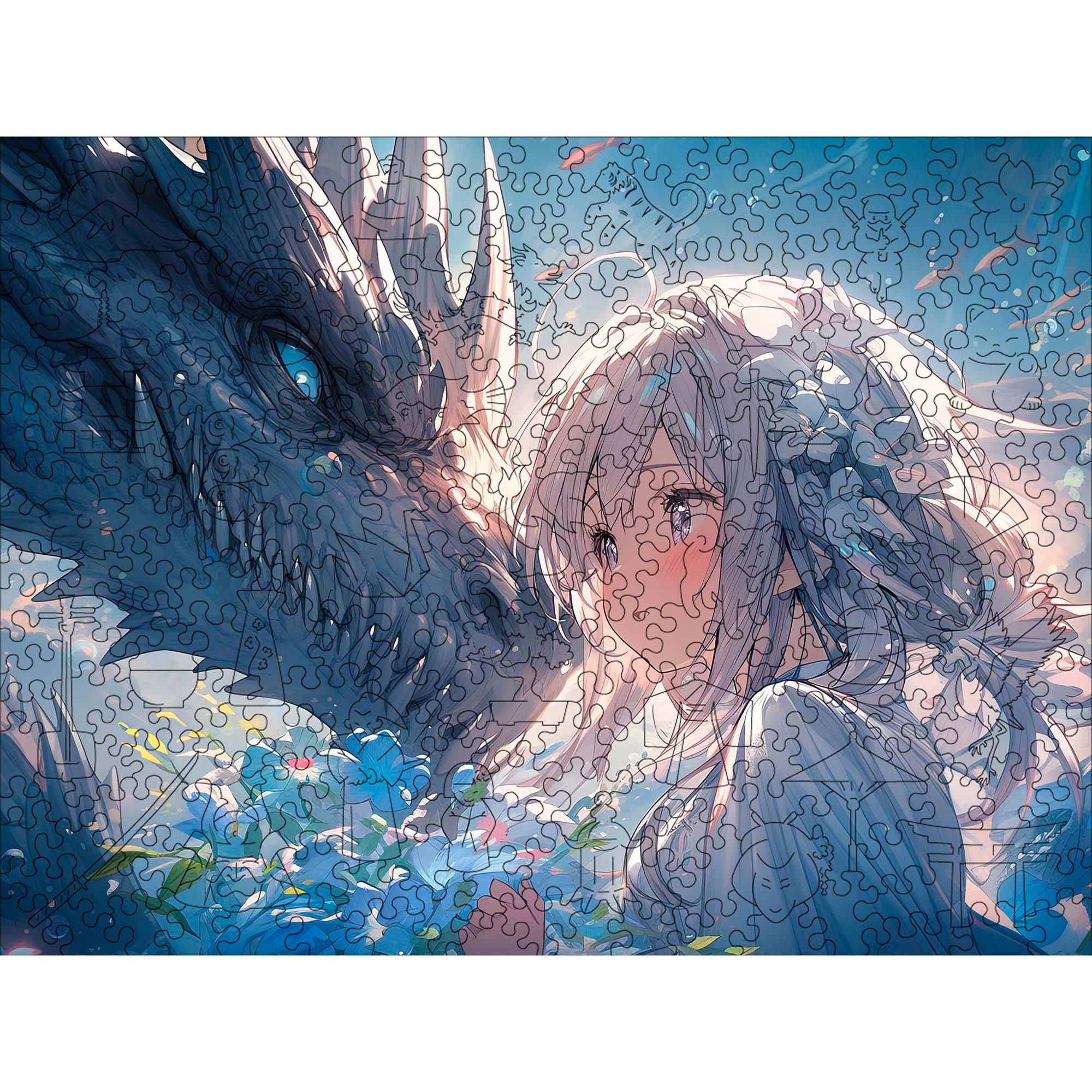 Wooden Jigsaw Puzzle Anime Fantasy Dragon Companion - Woods Story