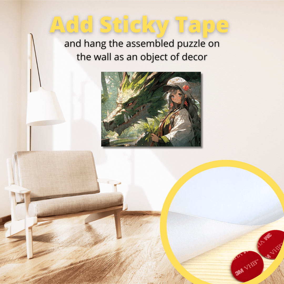 Wooden Jigsaw Puzzle Anime Green Dragon Girl - Woods Story