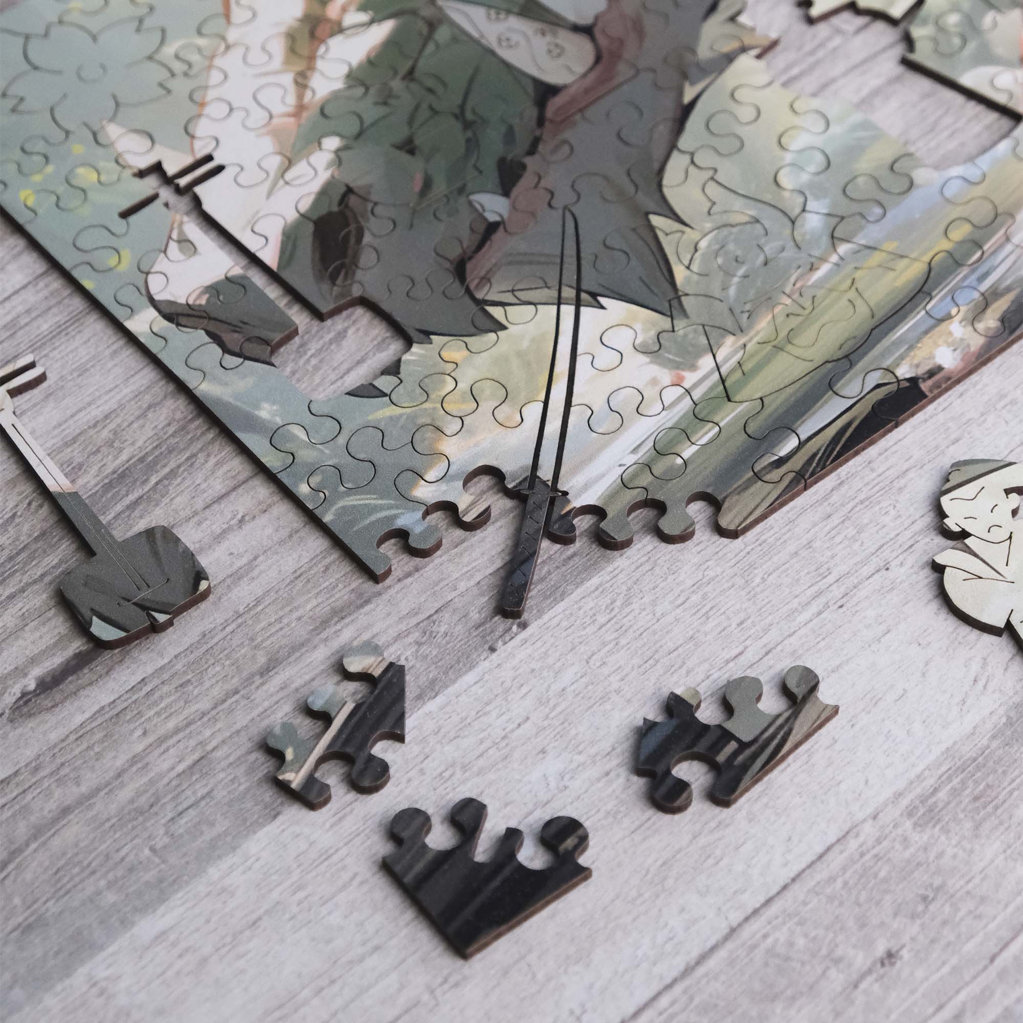 Wooden Jigsaw Puzzle Anime Green Dragon Girl - Woods Story