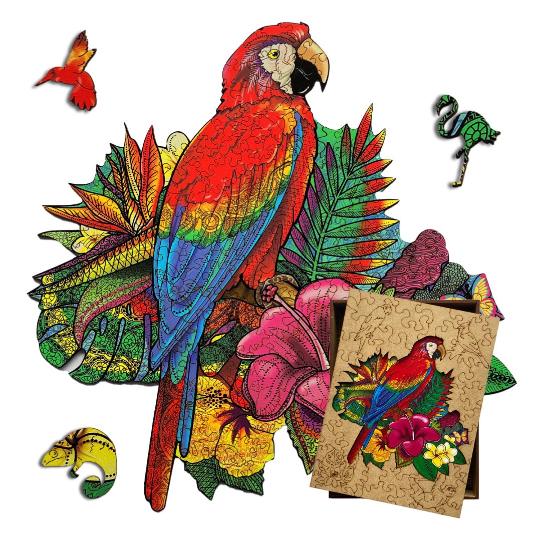 Wooden Jigsaw Puzzle Ara Parrot - Woods Story