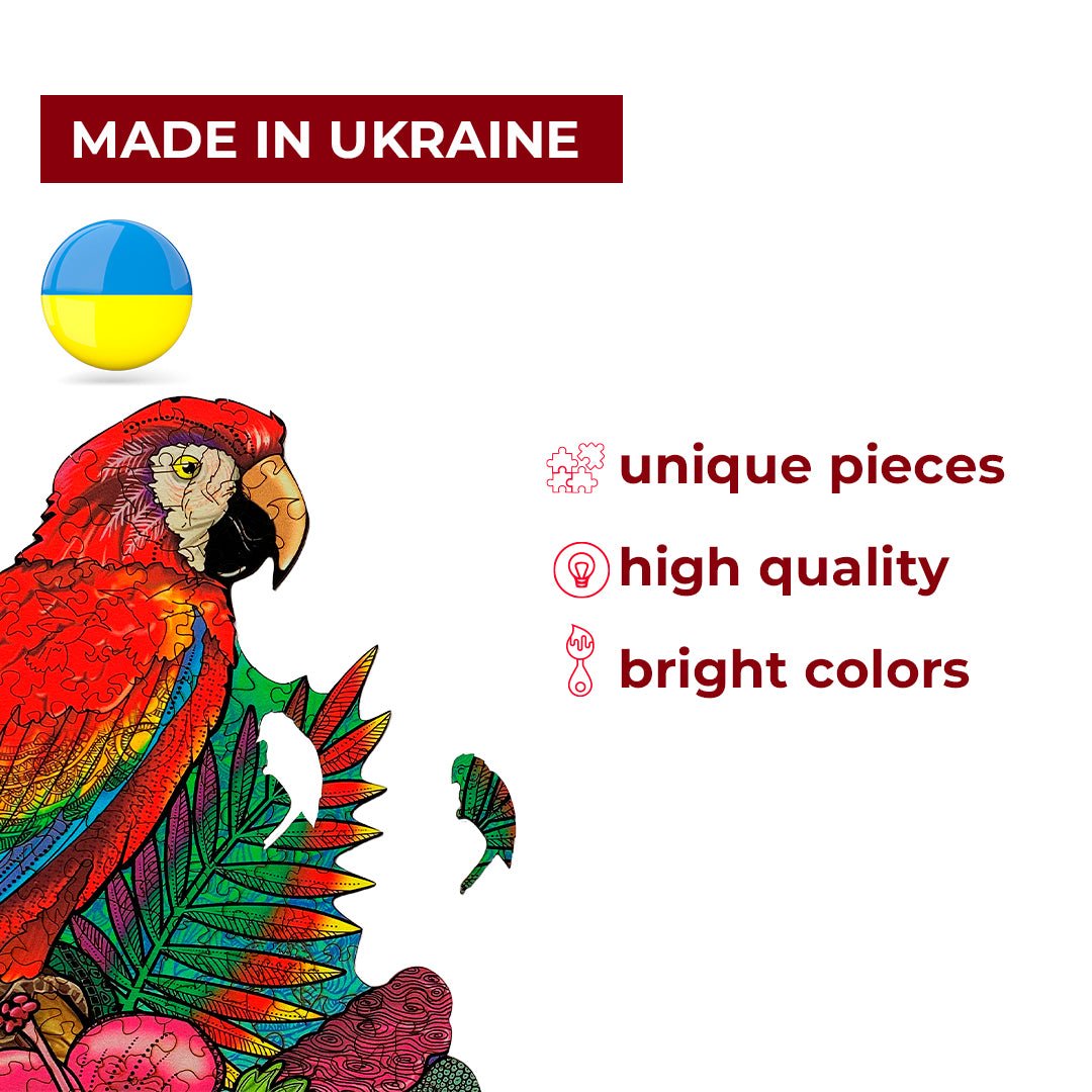 Wooden Jigsaw Puzzle Ara Parrot - Woods Story