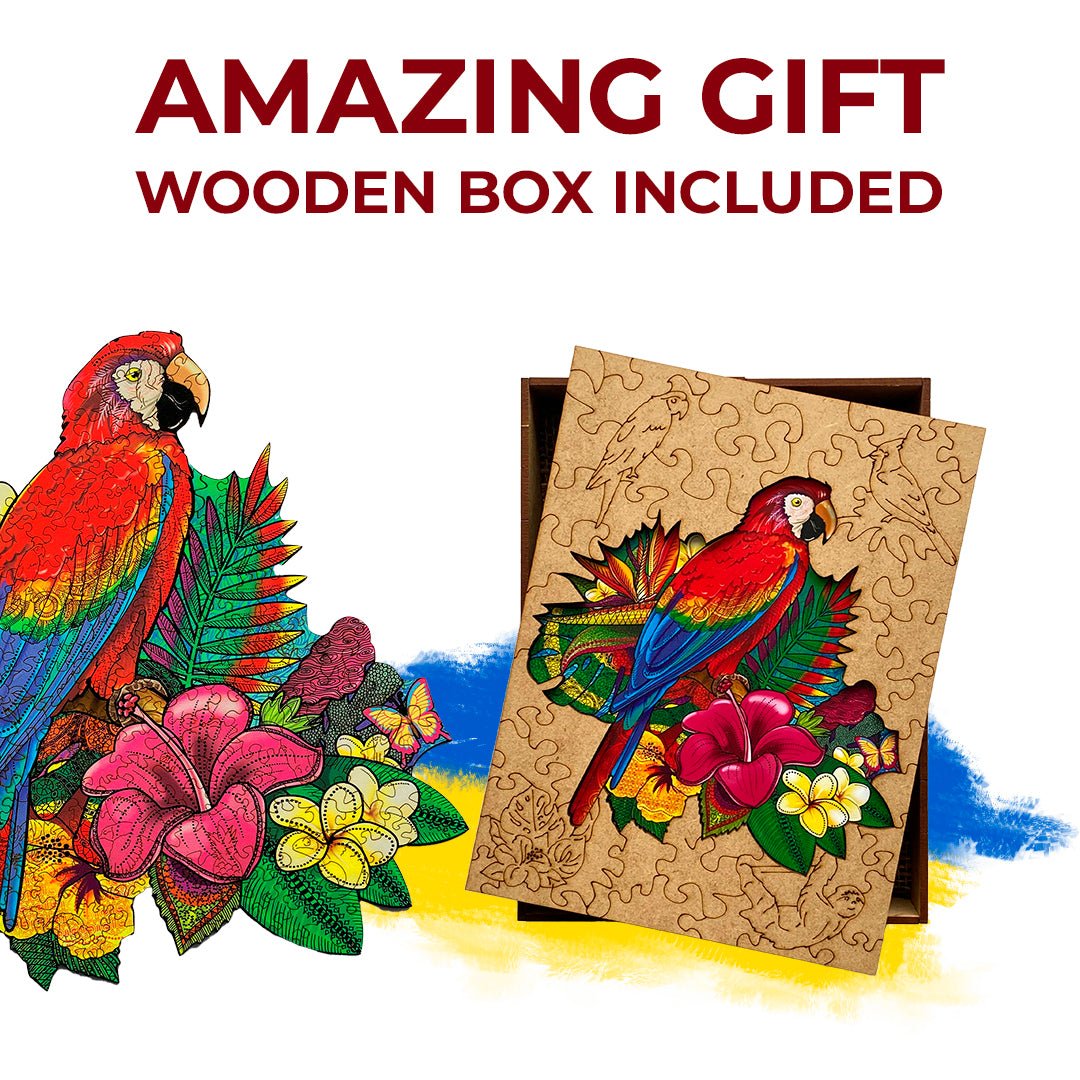 Wooden Jigsaw Puzzle Ara Parrot - Woods Story