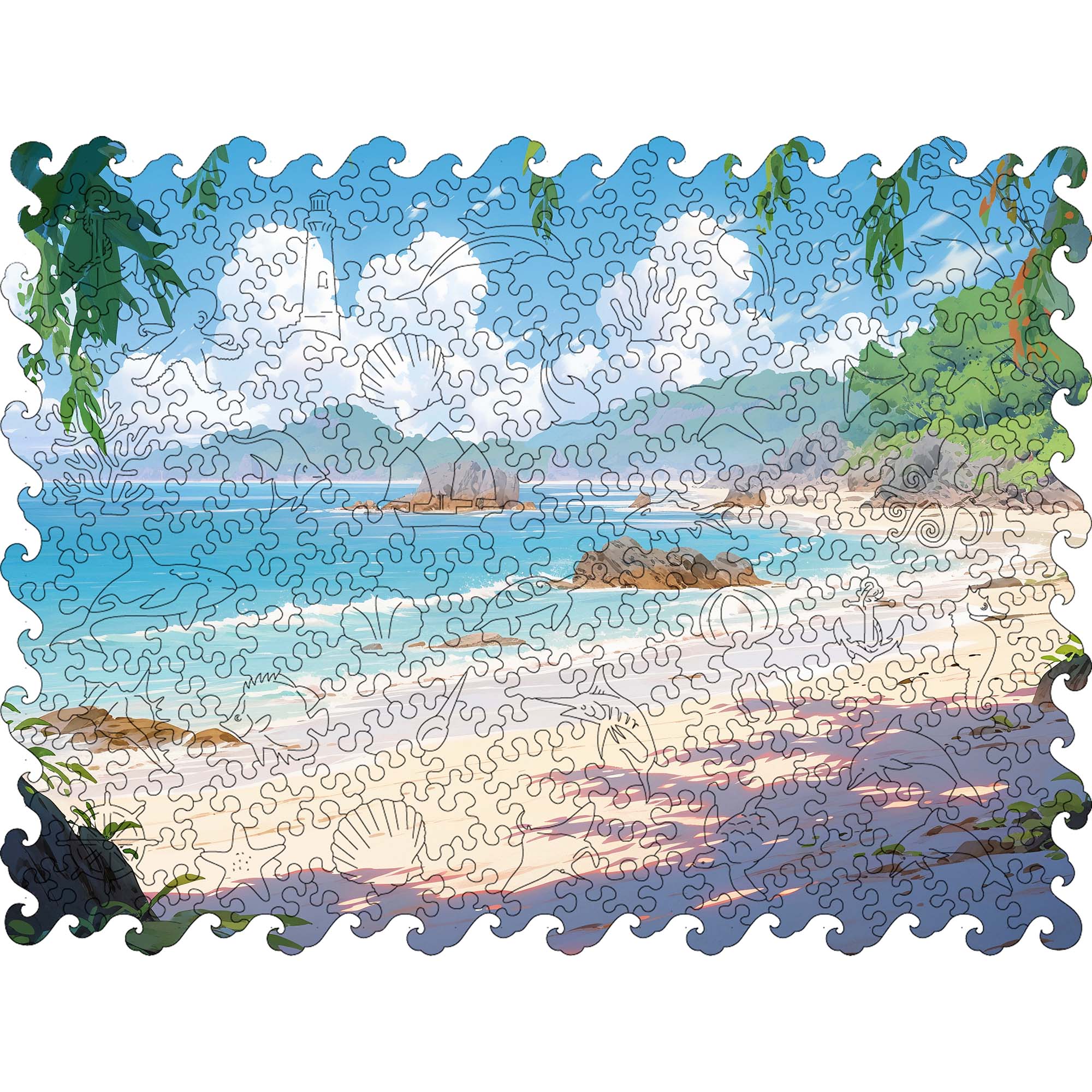 Wooden Jigsaw Puzzle Beautiful sea landscape - Woods Story