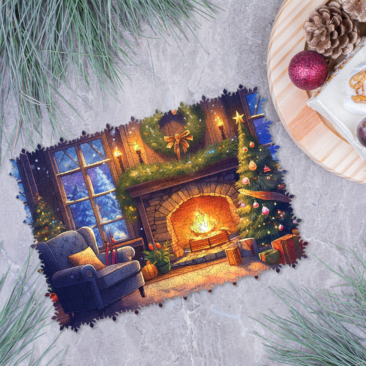 Wooden Jigsaw Puzzle Cozy Near the Fireplace - Woods Story