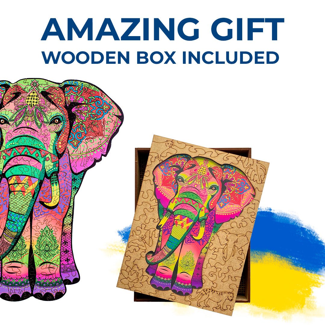 Wooden Jigsaw Puzzle Elephant - Woods Story